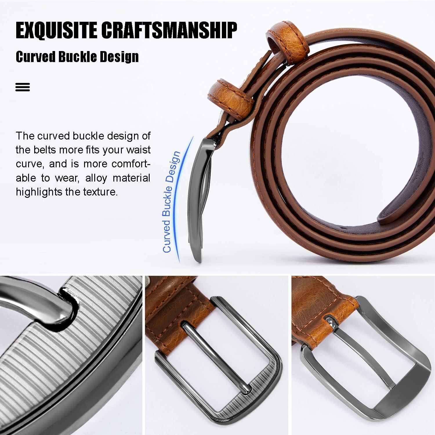 Detalle de GSG Since 1998 genuine leather dress belt (double-stitched) with single prong buckle, M22067