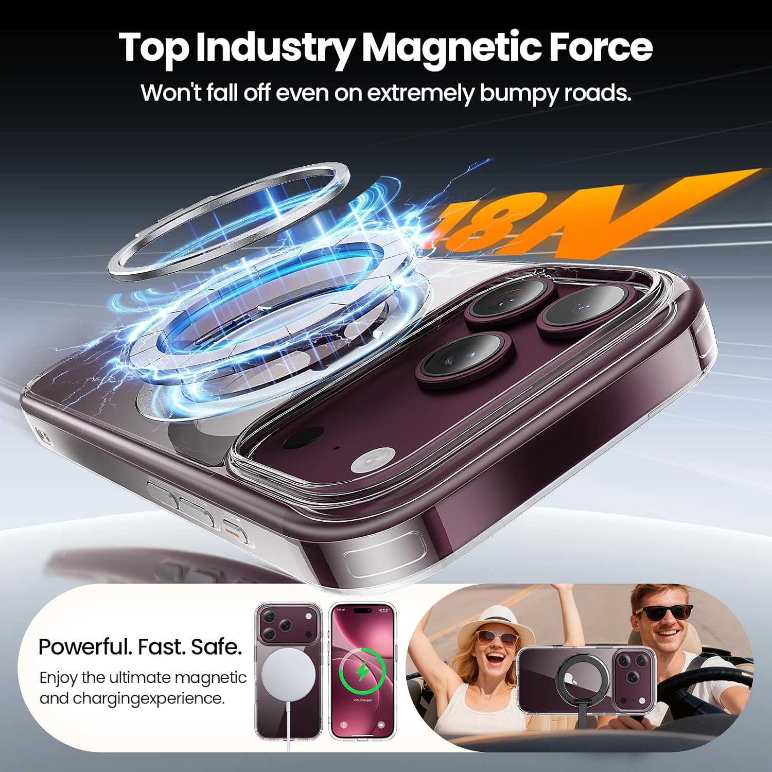 Thumbnail 6 de Gyizho iPhone 18 Pro Max Clear Case with 360° Stand, MagSafe Fit