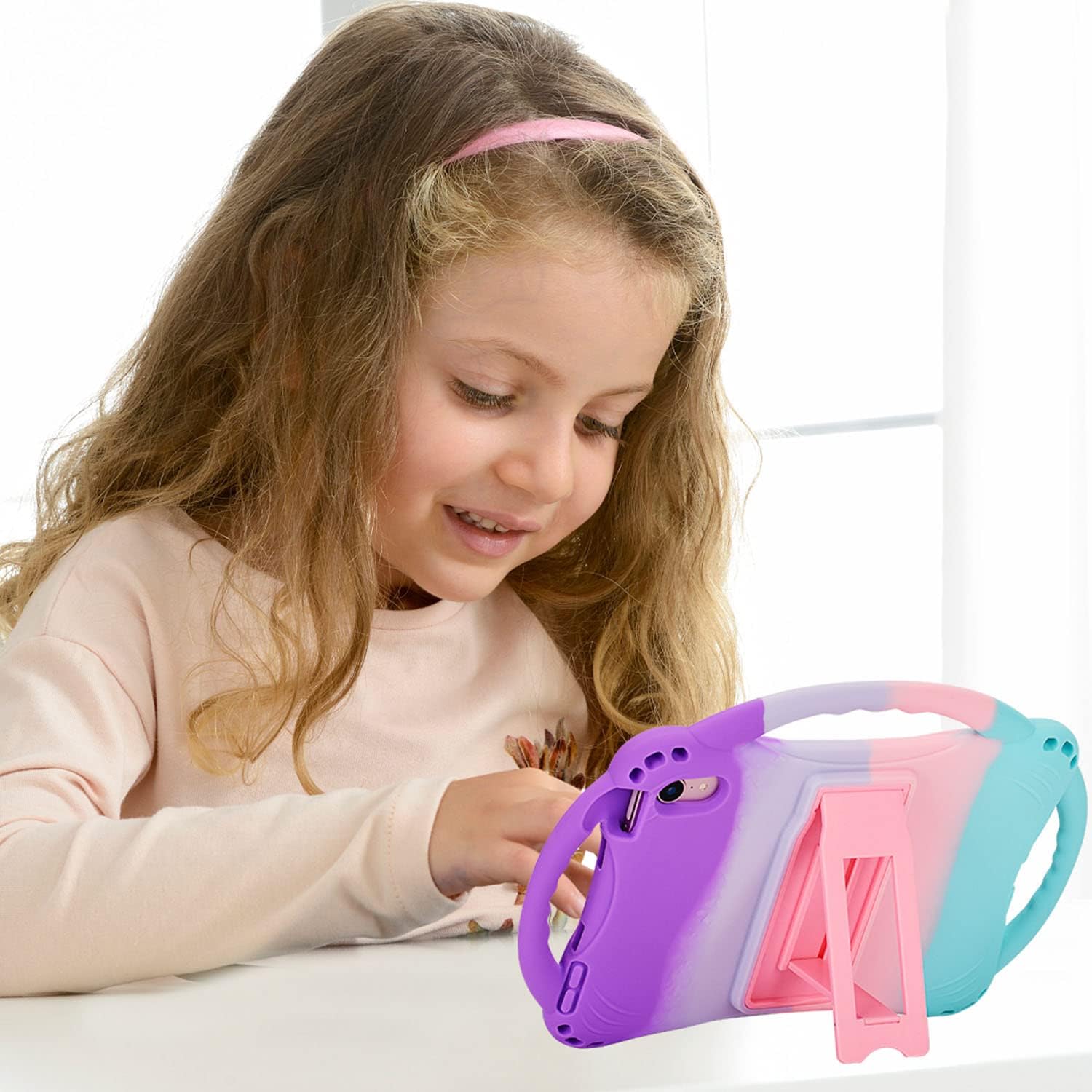 Detalle 2 de TopEsct Kids Case for iPad Mini 7 (A17 Pro) 2024 / iPad Mini 6 (A15) Shockproof Silicone Cover with Handle Stand