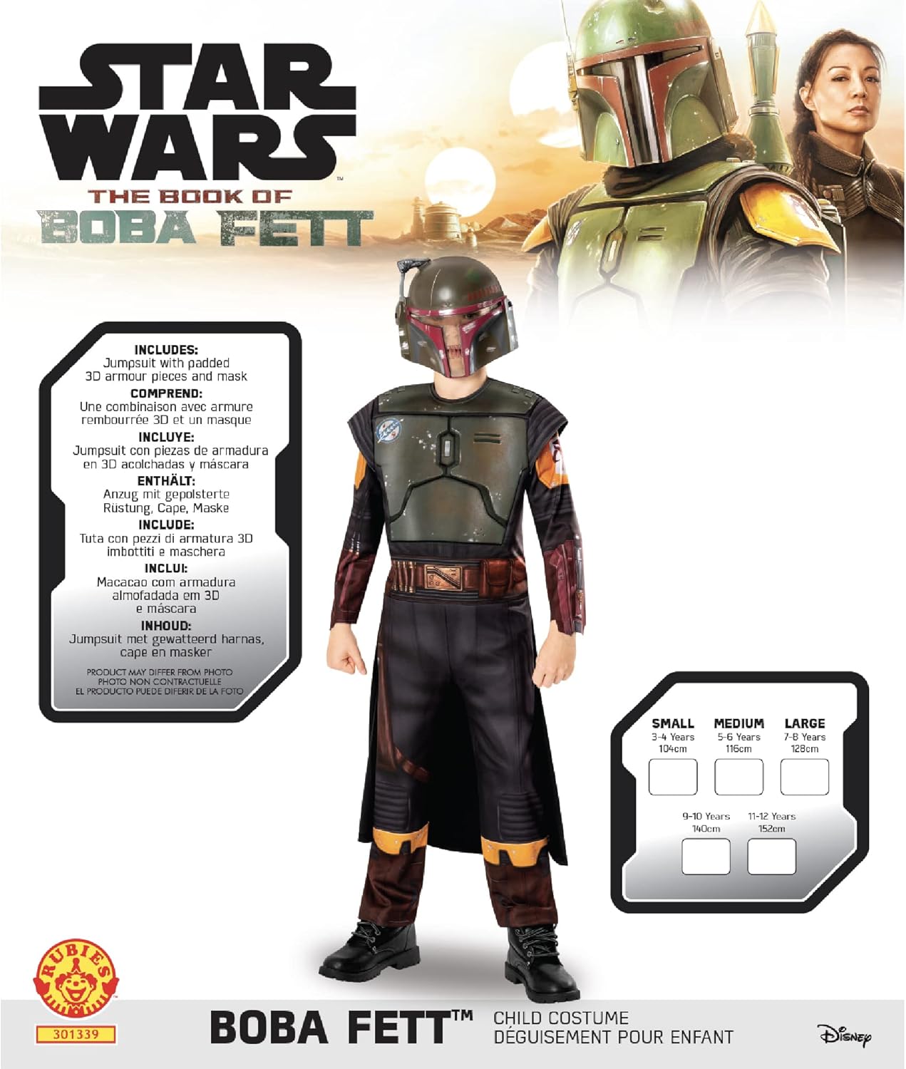 Thumbnail 4 de Rubies Costume Boba Fett Deluxe per ragazzi – Tuta, mantello e maschera con stampa 3D, Licenza Star Wars