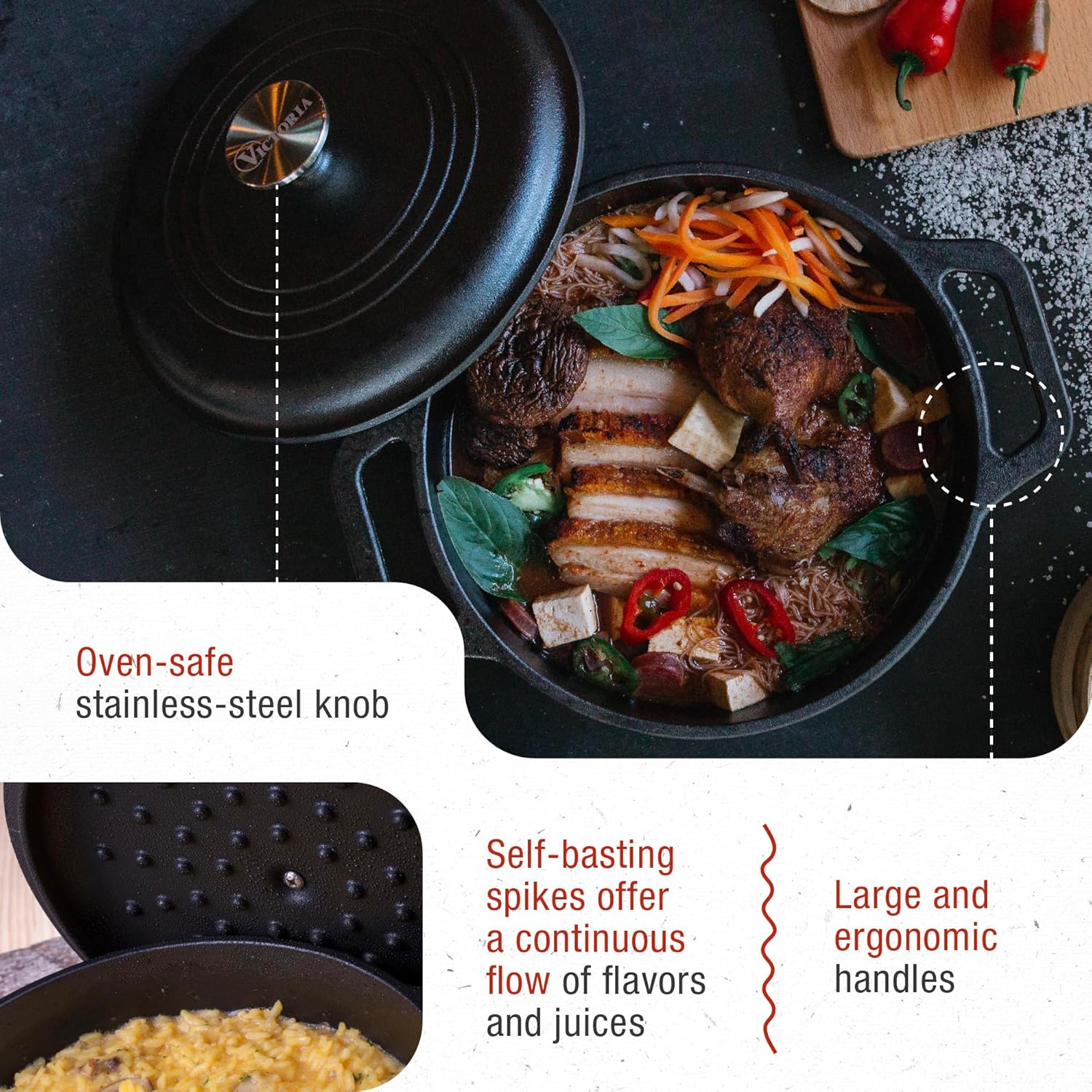Thumbnail 3 de Victoria Forno Olandese in ghisa stagionata 25 cm, 3,8 L – senza PTFE e PFOA
