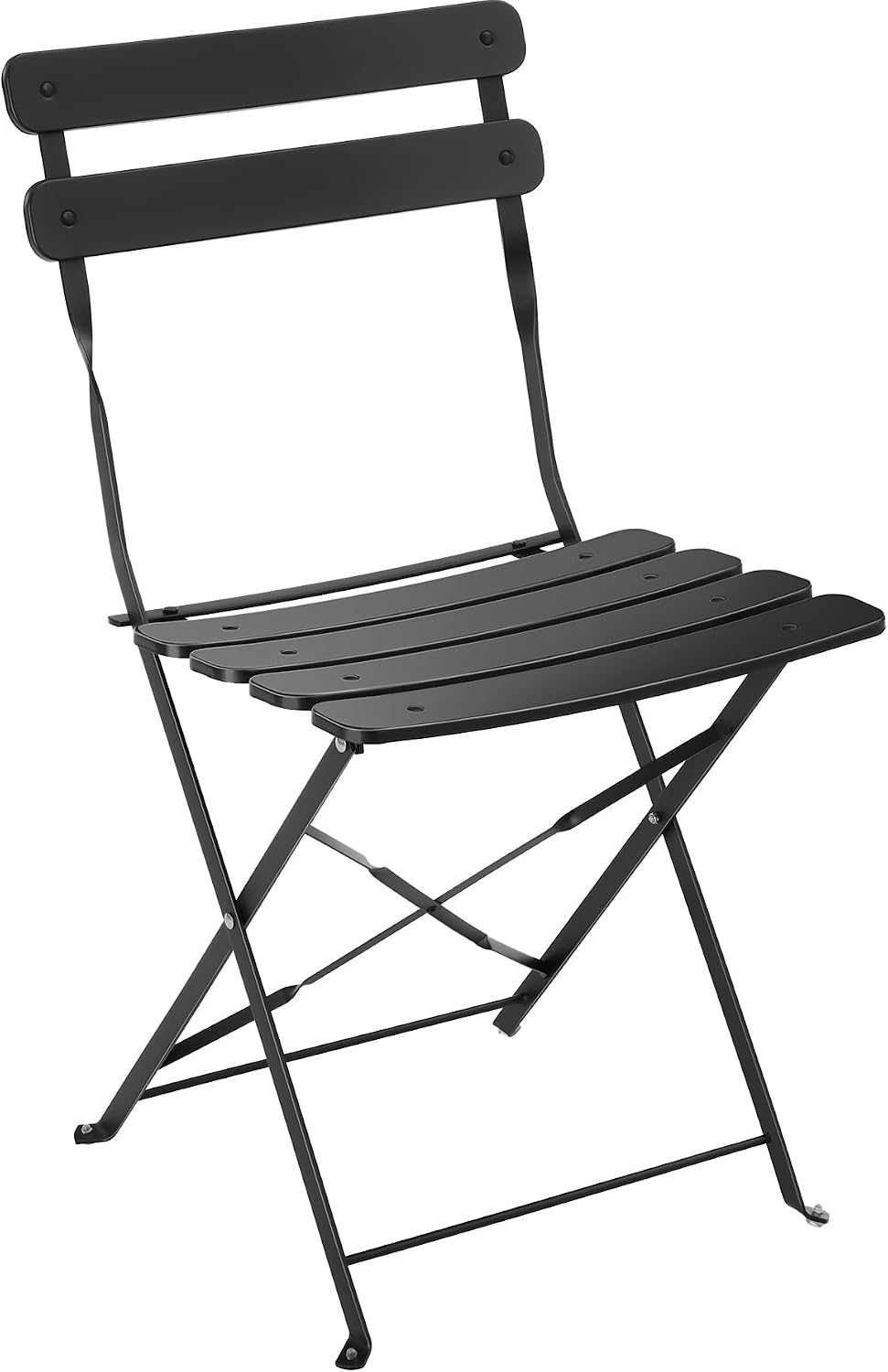 Detalle de tectake 405160 bistroset med runt bord och två fällbara stolar i svart stål
