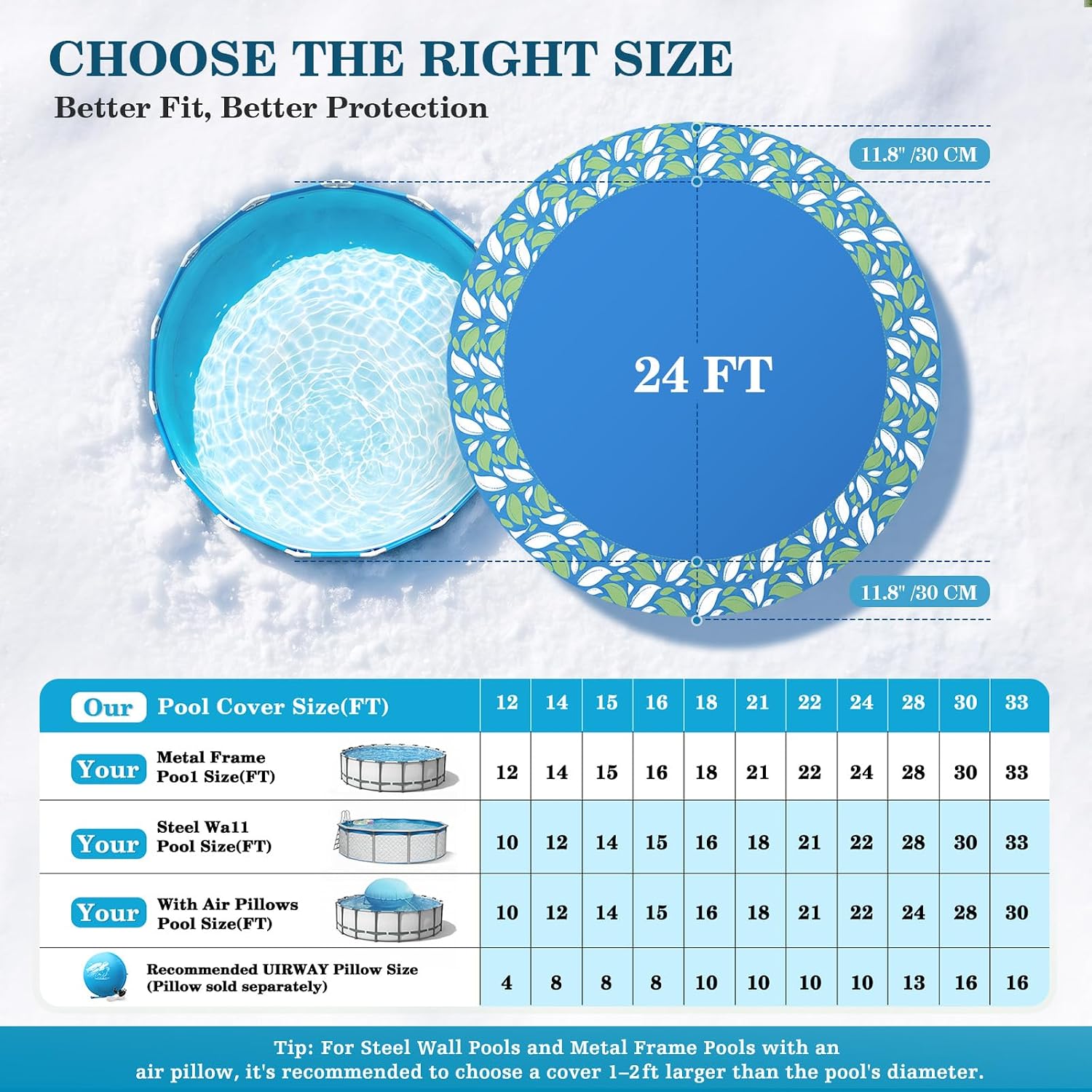Detalle de UIRWAY Above-Ground Pool Winter Cover 24-Foot