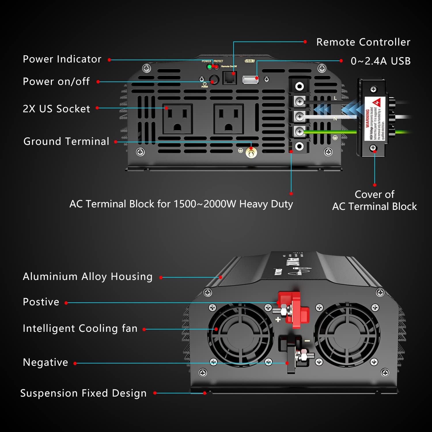 Thumbnail 6 de VOLTWORKS 2000W Pure Sine Wave Inverter 12V to 120V ⚡