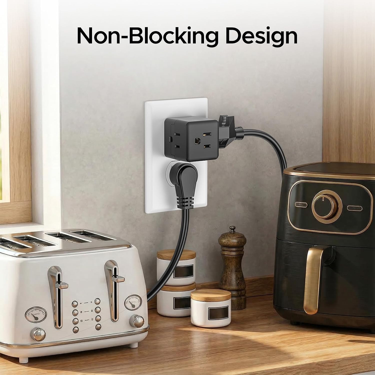 Detalle 2 de Key Power LA-21 3-Outlet Wall Adapter, 90° Grounded Cube Tap, 3-Pack