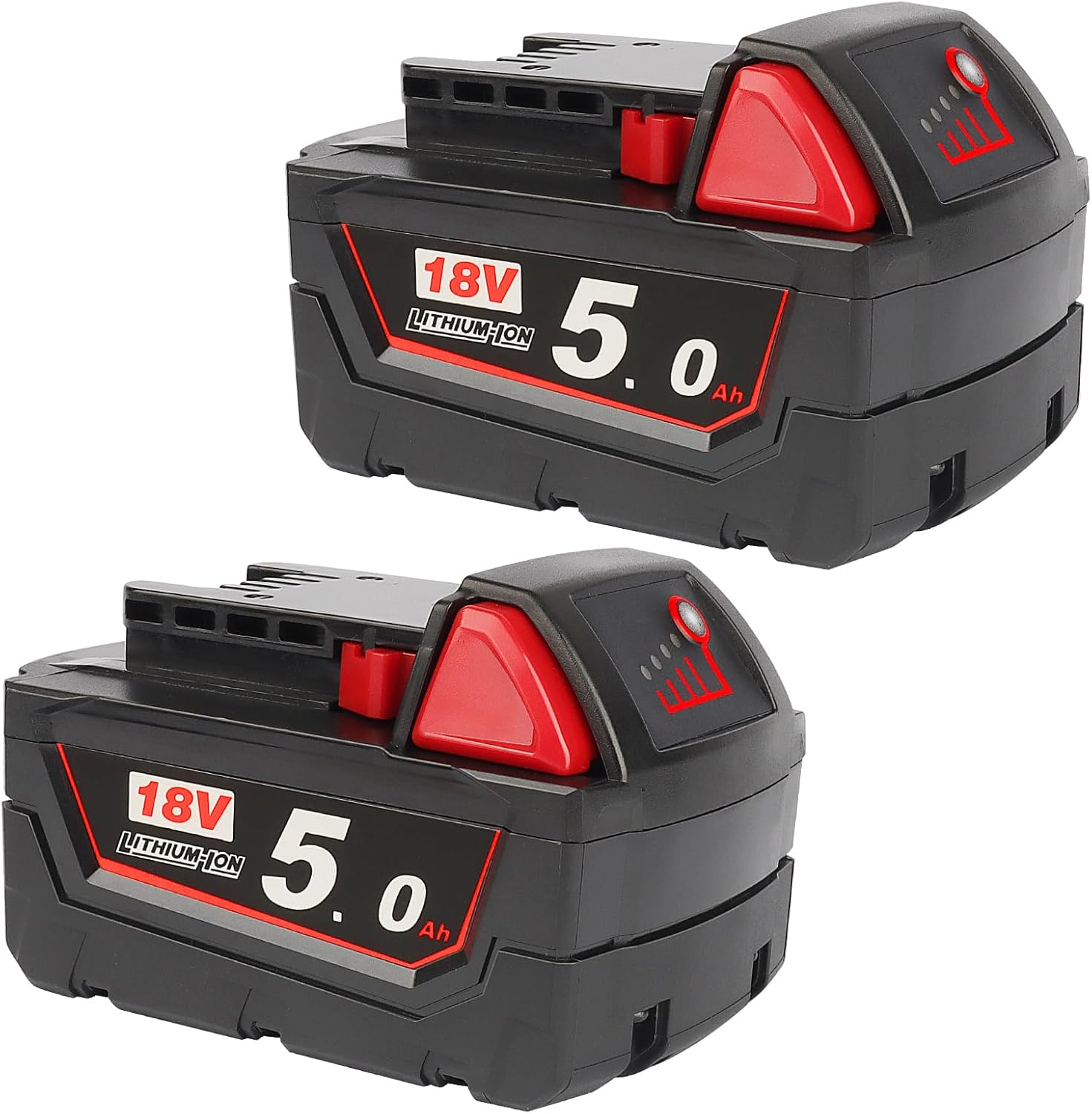 Powarobor 2 pezzi M18 B5 18V 5,0 Ah batteria di ricambio per Milwaukee M18 High Output 48-11-1850