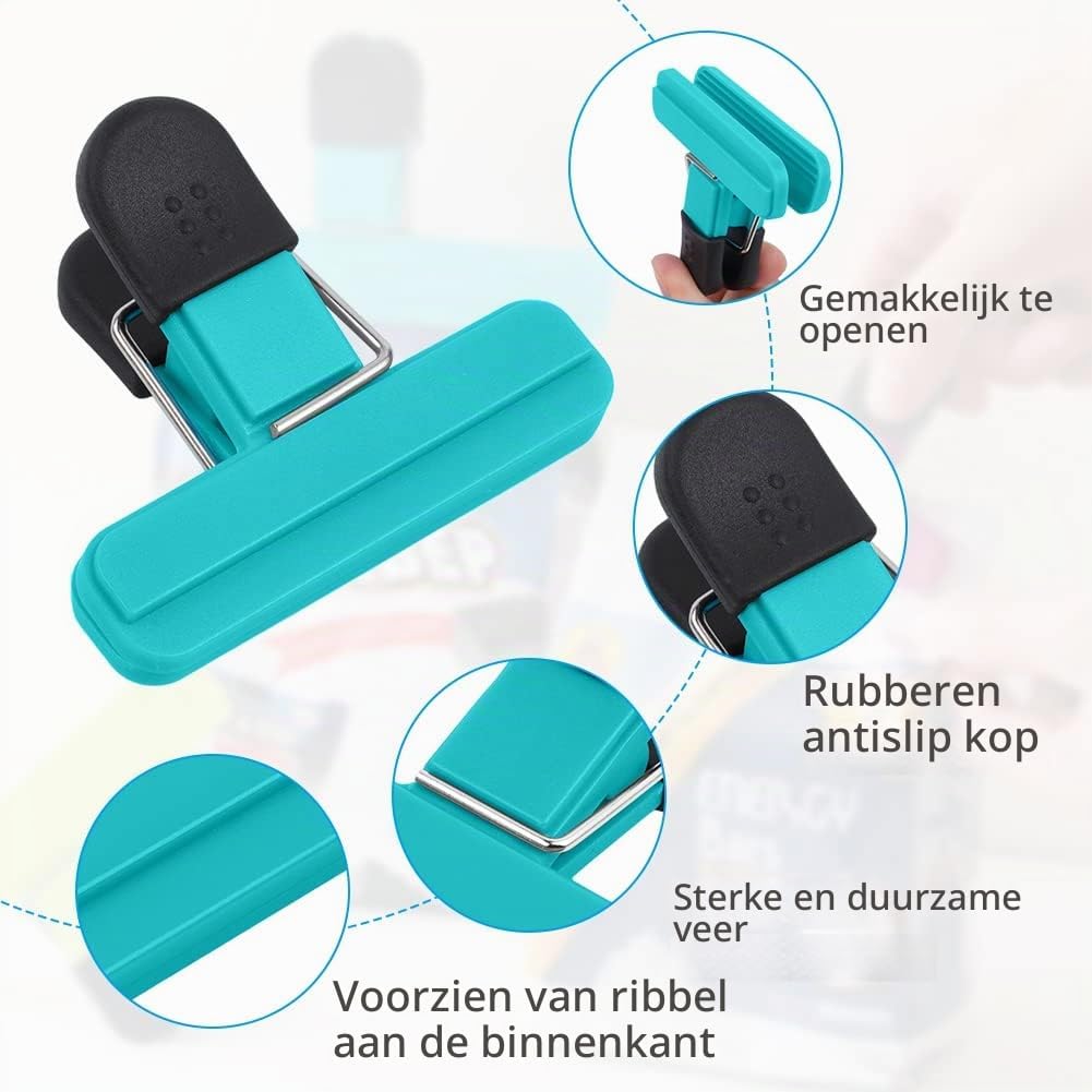 Detalle 2 de AUAUY M1-3408968 voedselclips, 12 kleine zakclips van 7,7 x 6,5 cm