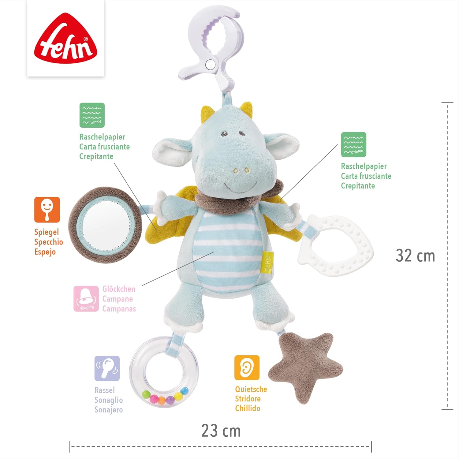 Detalle de Fehn Dragón Juguete de Actividades para Bebés 🐉