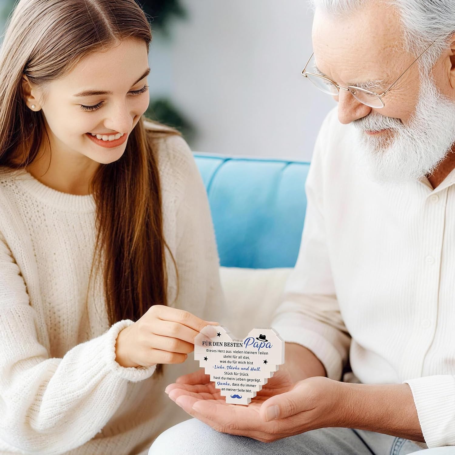 Detalle 2 de TheGiffter Herz-Würfel: Vatertagsgeschenk und Dekor für Papa – eine berührende Verbindung