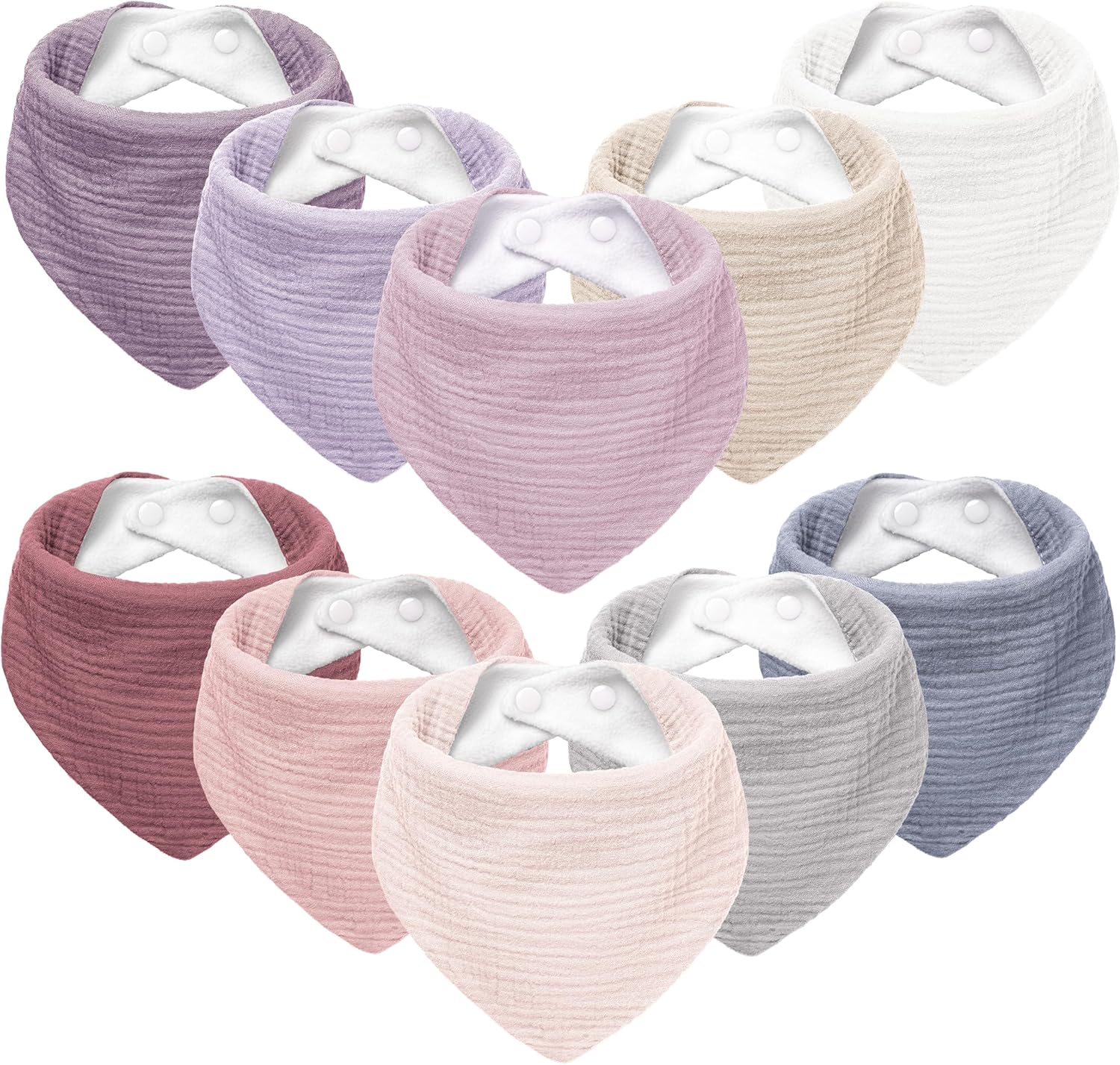 Thumbnail 6 de Susurration 10er Set Baby-Dreieckstücher aus Musselin – verstellbares Sabberlätzchen für Jungen & Mädchen