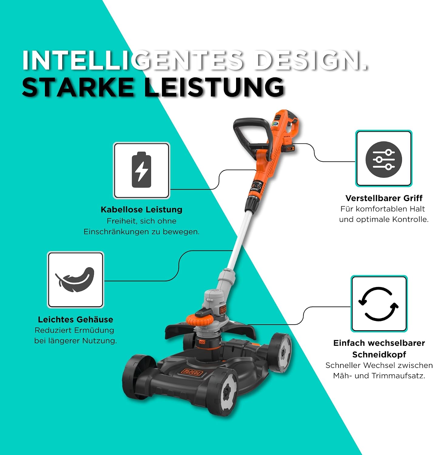 Detalle de BLACK+DECKER Akku-Rasentrimmer 18V POWERCONNECT 3-in-1 STC1820CM-QW