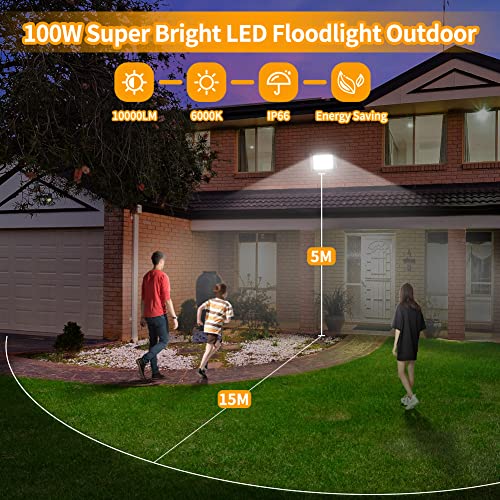 Thumbnail 1 de JESLED Foco LED Exterior 100W 🌟 IP66, 2 piezas