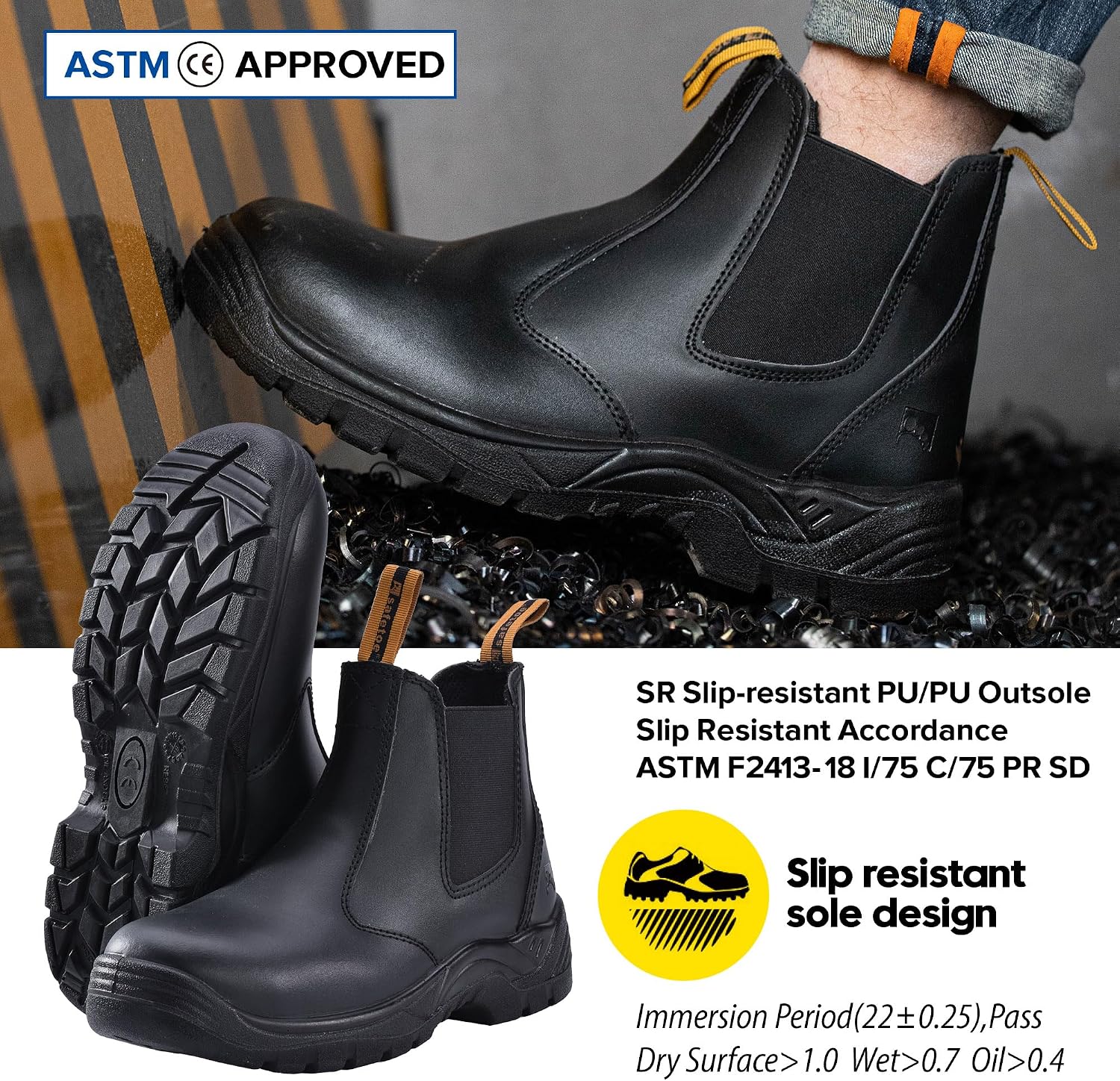 Thumbnail 6 de SAFETOE Water Resistant Safety Work Boots (8025) – CE Certified S3 Steel Toe, Light & Wide Fit, Black