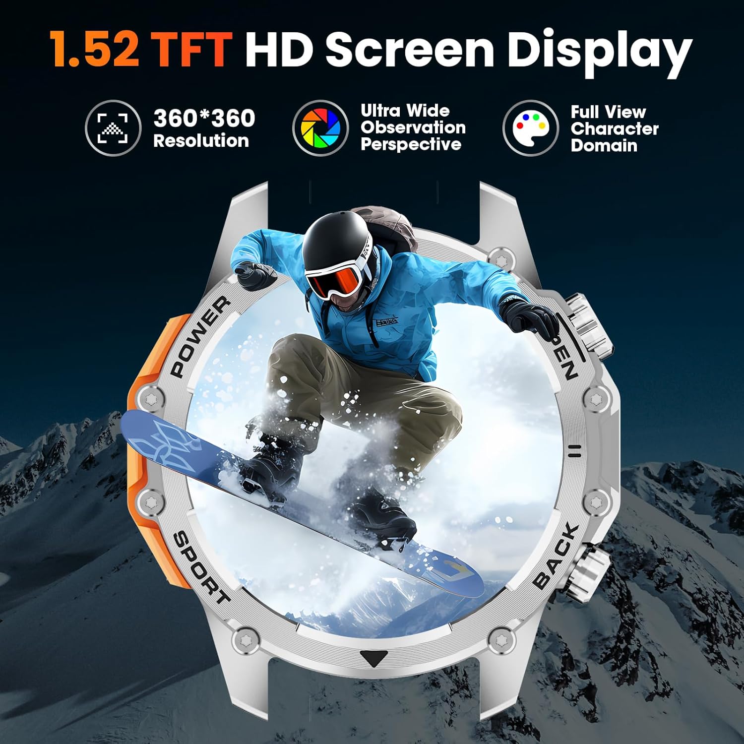 Thumbnail 2 de Hwagol Military Smart Watch for Men: 1.52" HD Display, 120+ Sports Modes & Military-Grade Build