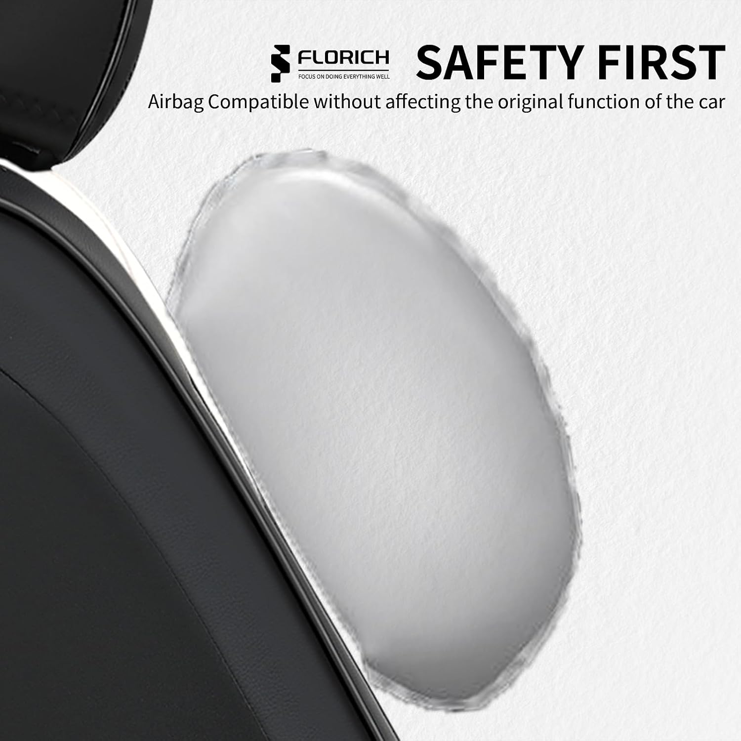Thumbnail 3 de FLORICH Waterproof Front Car Seat Cover (Faux Leather) — Universal Fit for Most Cars, SUVs, Trucks, Pickups, Black & White