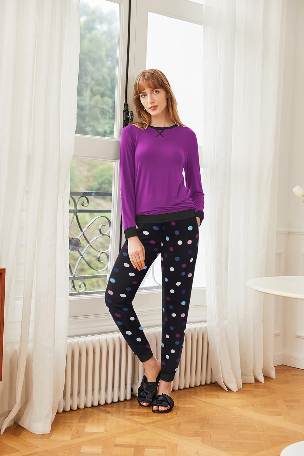 Detalle de Ekouaer Women's Pajama Set, Rayon Blend