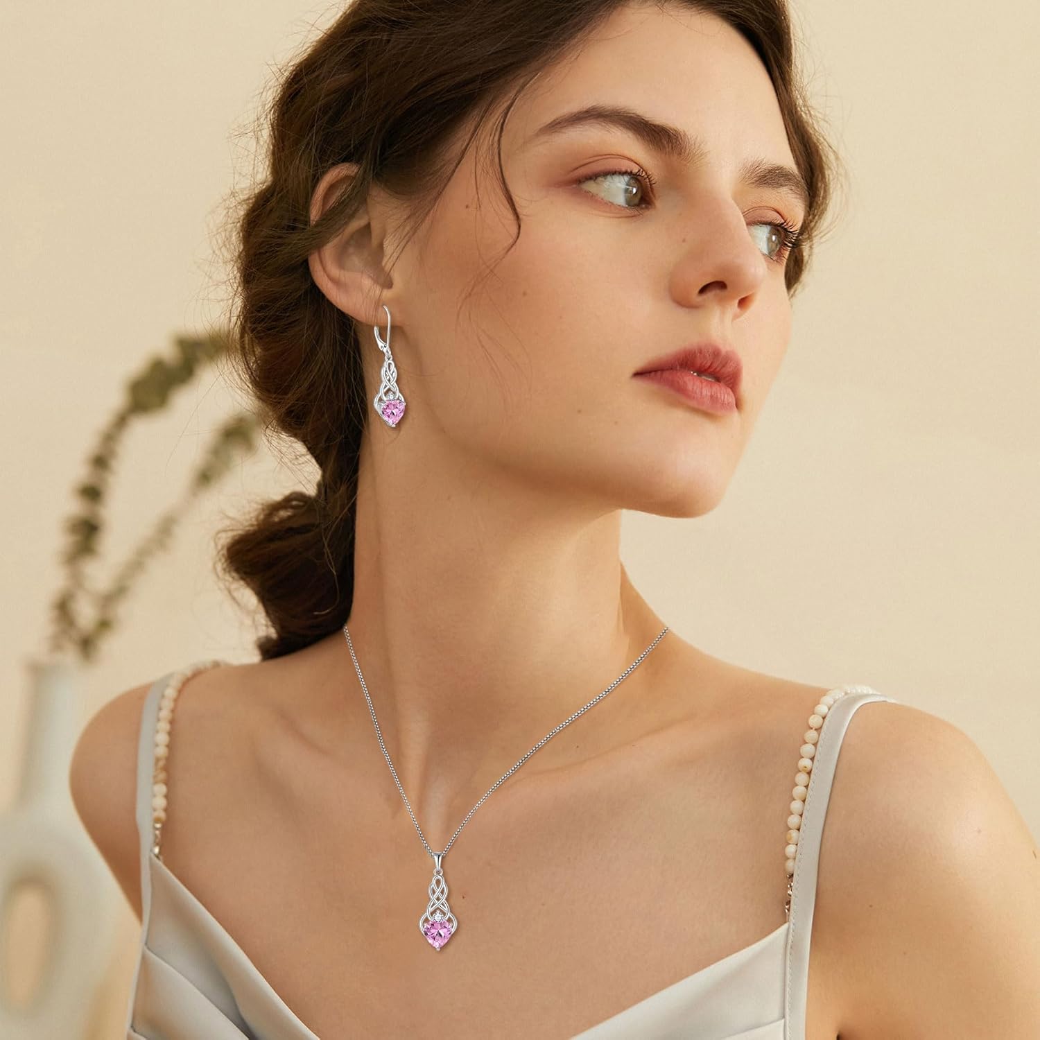 Thumbnail 1 de FJ Unendlichkeit Keltischer Knoten Kette mit Geburtsstein (925 Sterling Silber) für Damen