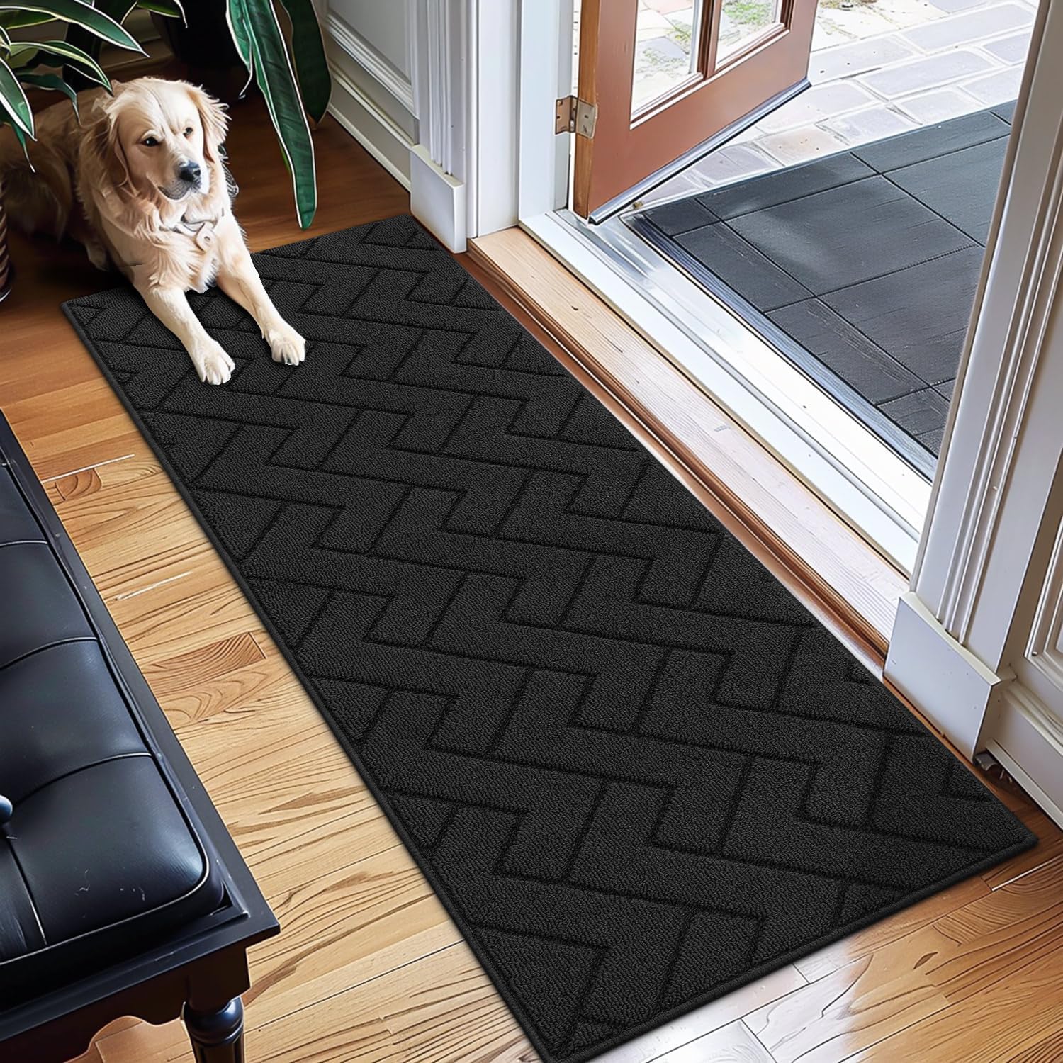 Thumbnail 6 de hicorfe Indoor Doormat (Sage Green) 20" x 31.5" TPR Non-Slip, Low-Profile Washable Entryway Mat