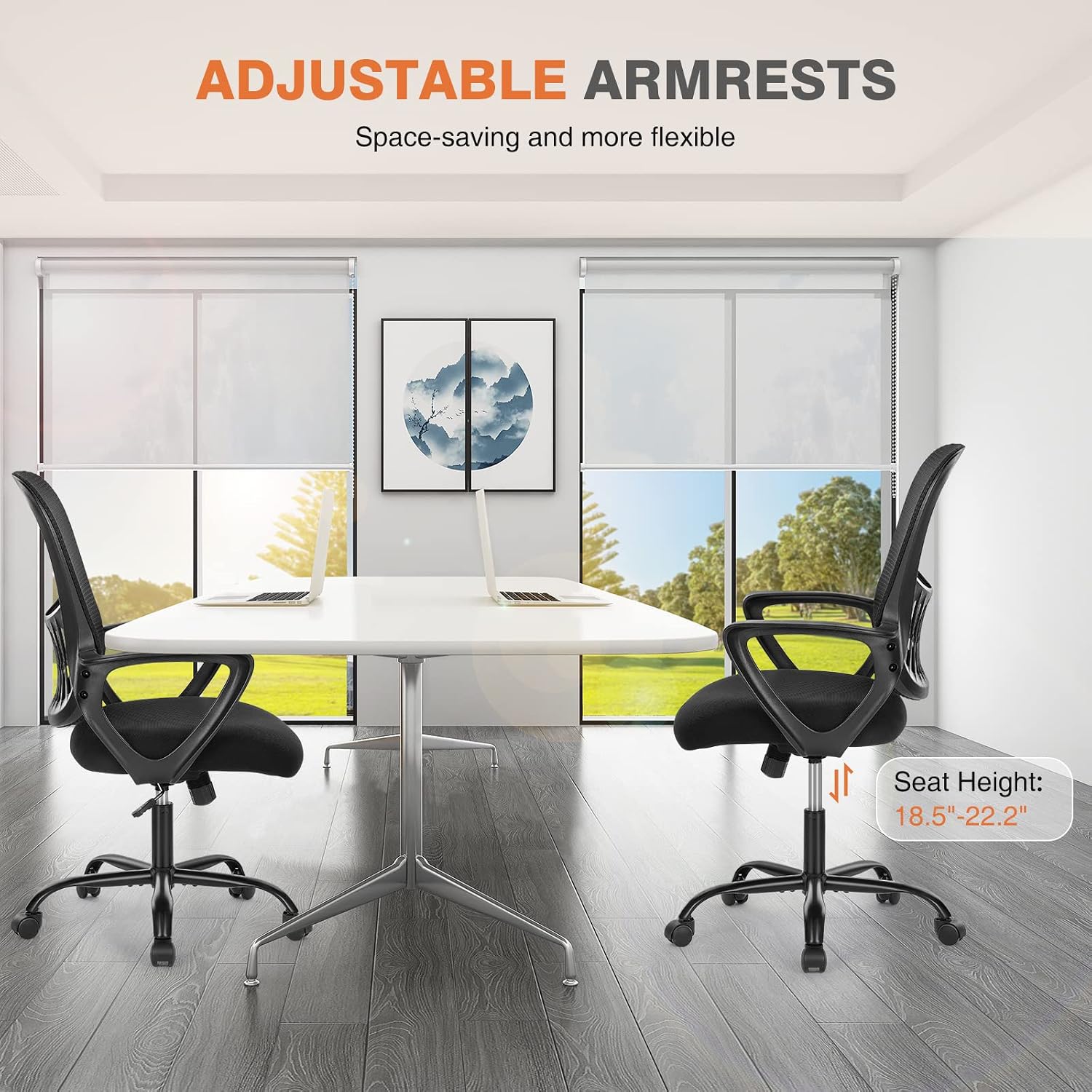 Thumbnail 6 de Sweetcrispy Home Office Managerial Executive Chair with Ergonomic Design – Mid-Back Mesh, 360° Swivel, Lumbar Support, Black