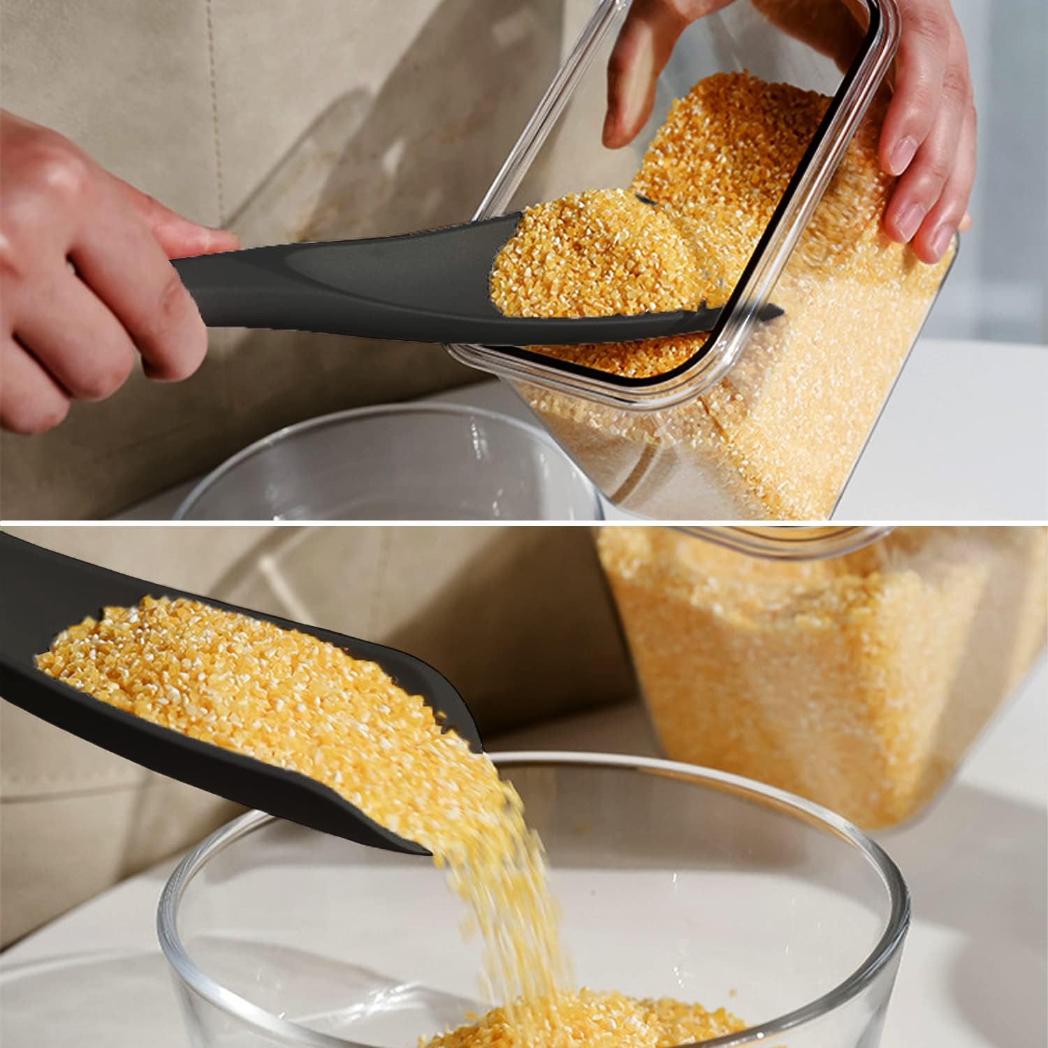 Detalle de VOVOLY Silicone Cooking Spoon for Nonstick Cookware (Black, 11.4 in)