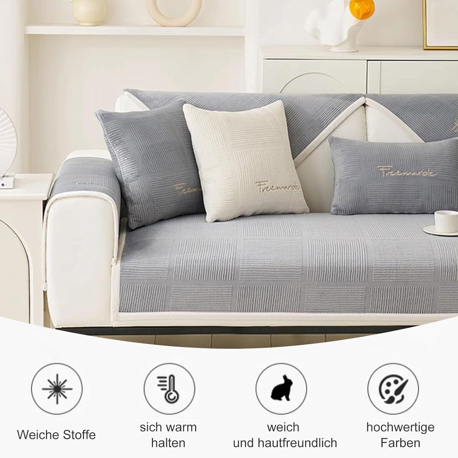 Thumbnail 4 de Couch Überzug Sofa-Schutzhülle für 1/2/3/4 Sitzer & L-Form Ecksofa – rutschfester Ultra-Stretch Bezug