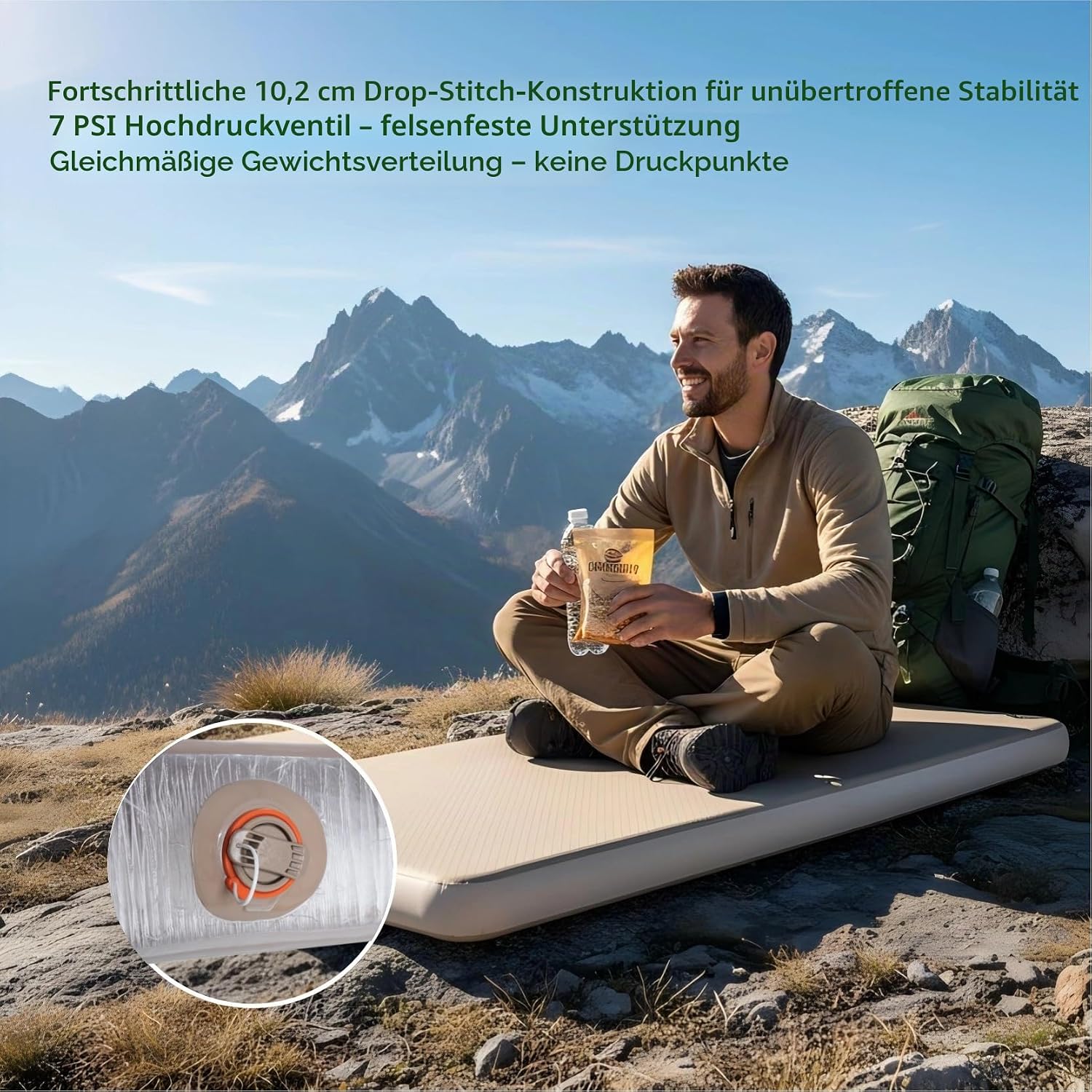 Detalle de Freein Doppel-Isomatte Camping 192x130x10 cm – Großzügige Doppel-Liegefläche für zwei Personen
