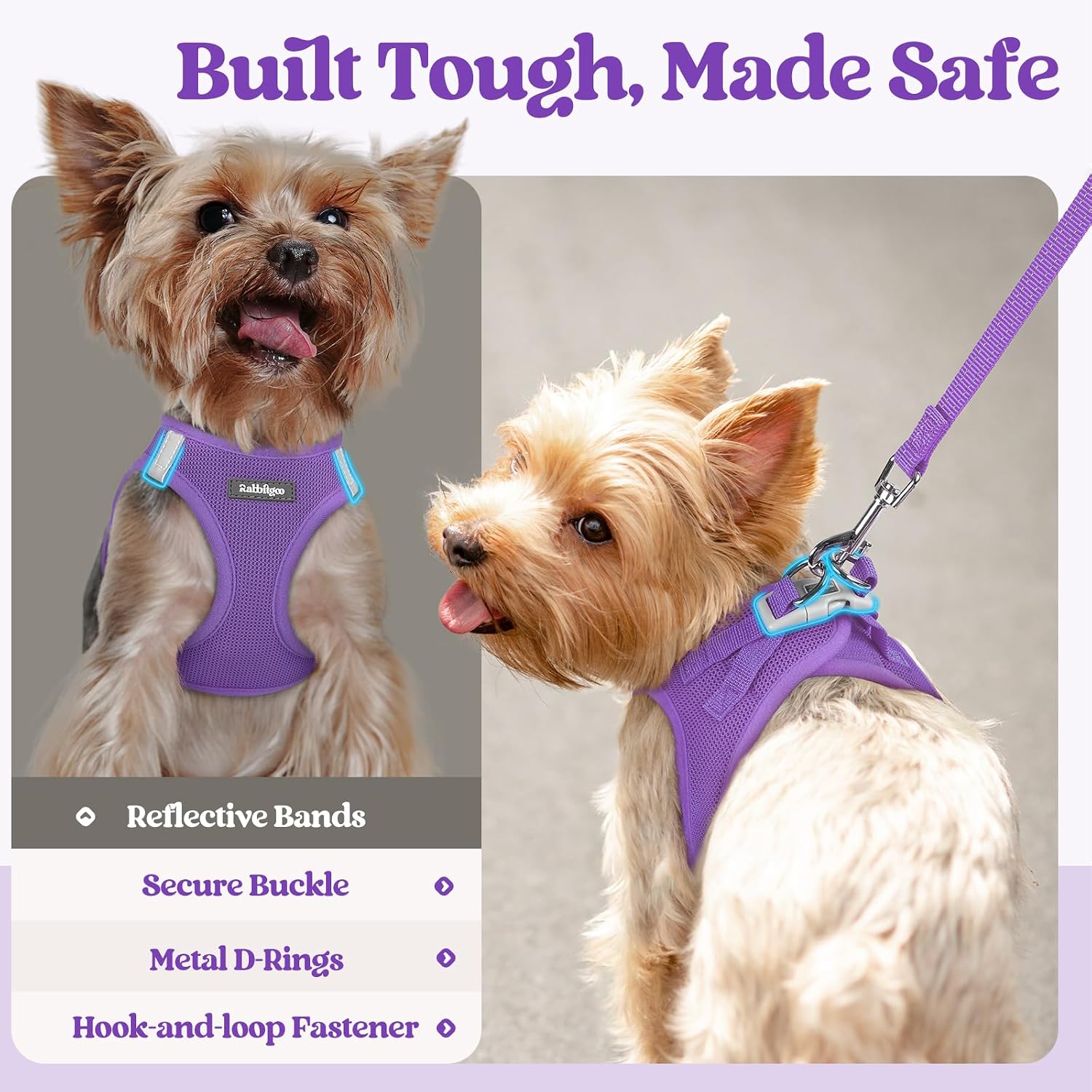 Thumbnail 4 de rabbitgoo Small Dog Harness and Lead Set for Small Dogs (Step-in, Purple)