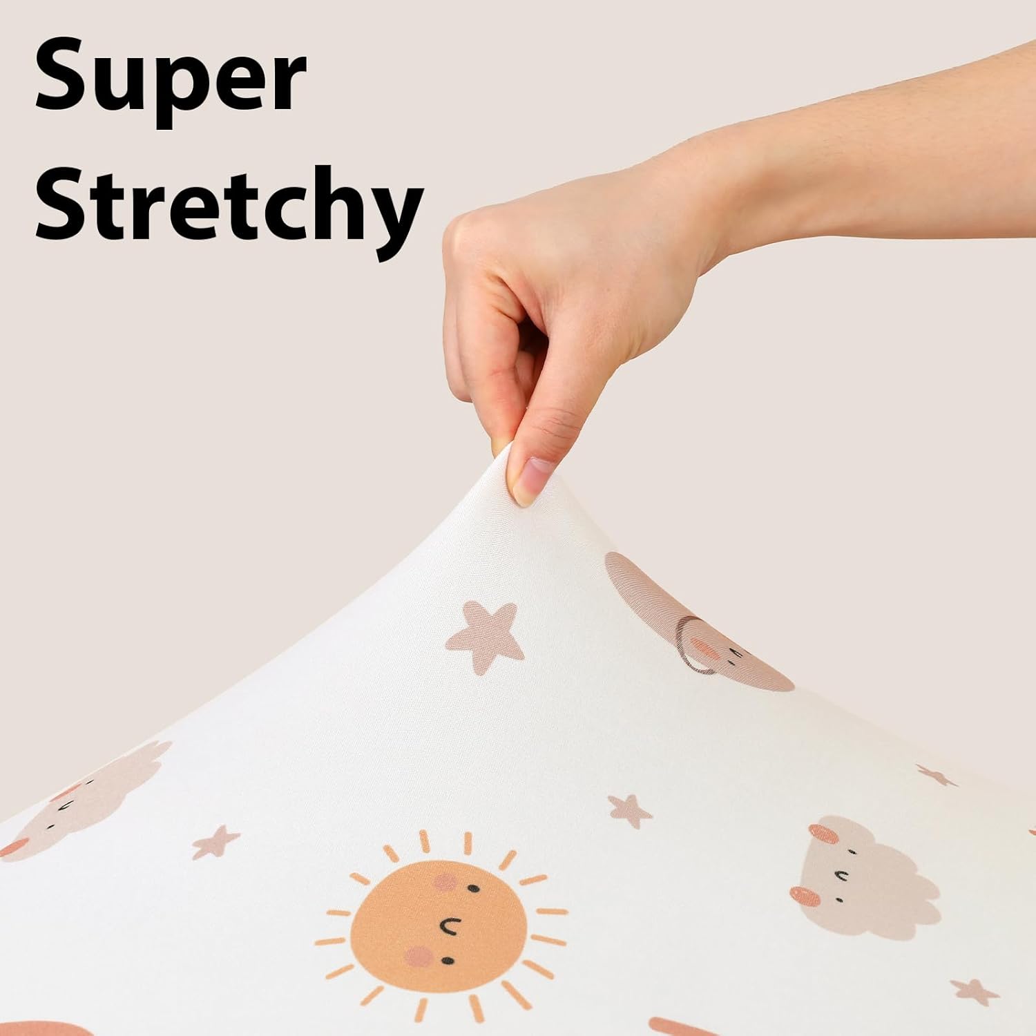 Thumbnail 3 de FIEMOL Baby Moses Basket Sheets – 81x41 cm, 3‑Pack Fitted Pram Sheets (Orange Sun Rainbow)