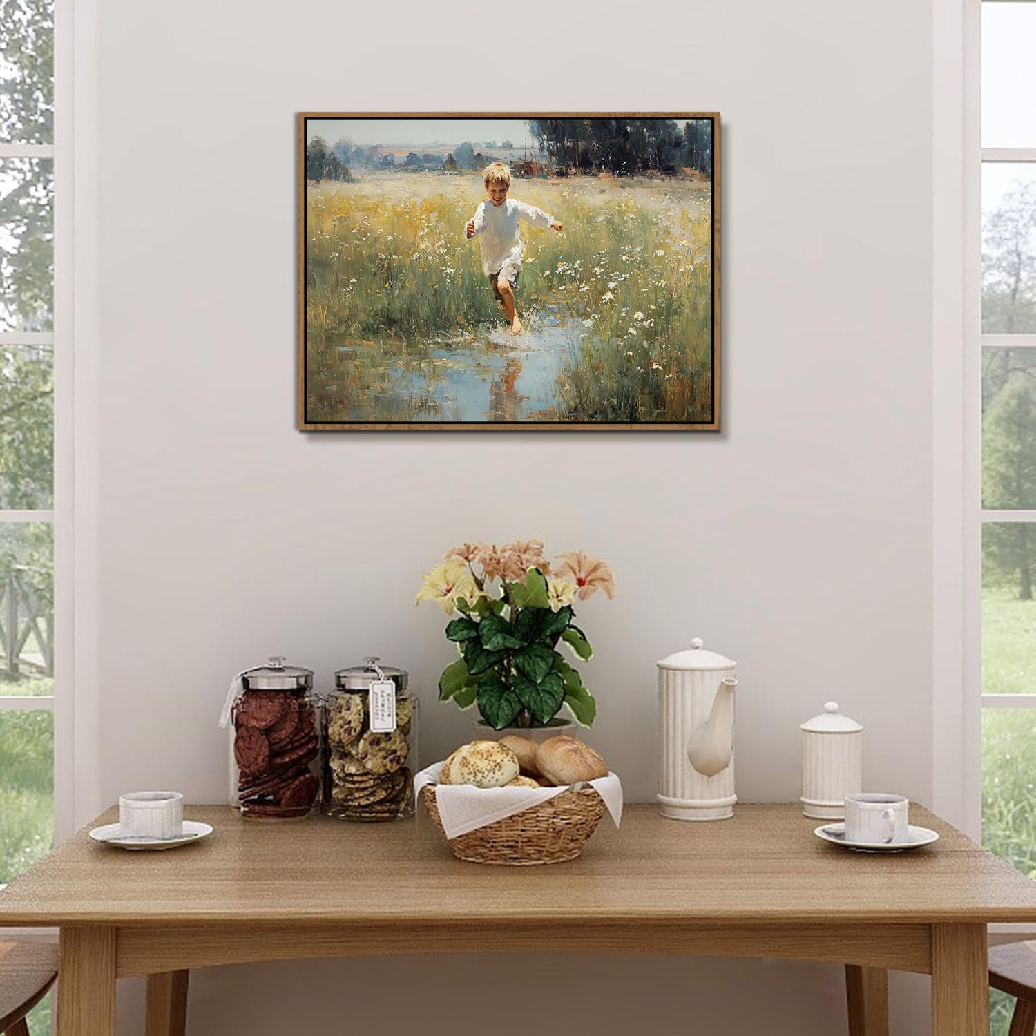 Thumbnail 5 de Vintage Framed Wall Art: Running Boy in a Meadow (12x16)