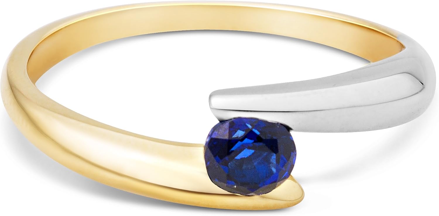 Thumbnail 1 de Miore Anello Solitario da Donna in Oro Bicolore 9K con Zaffiro Blu