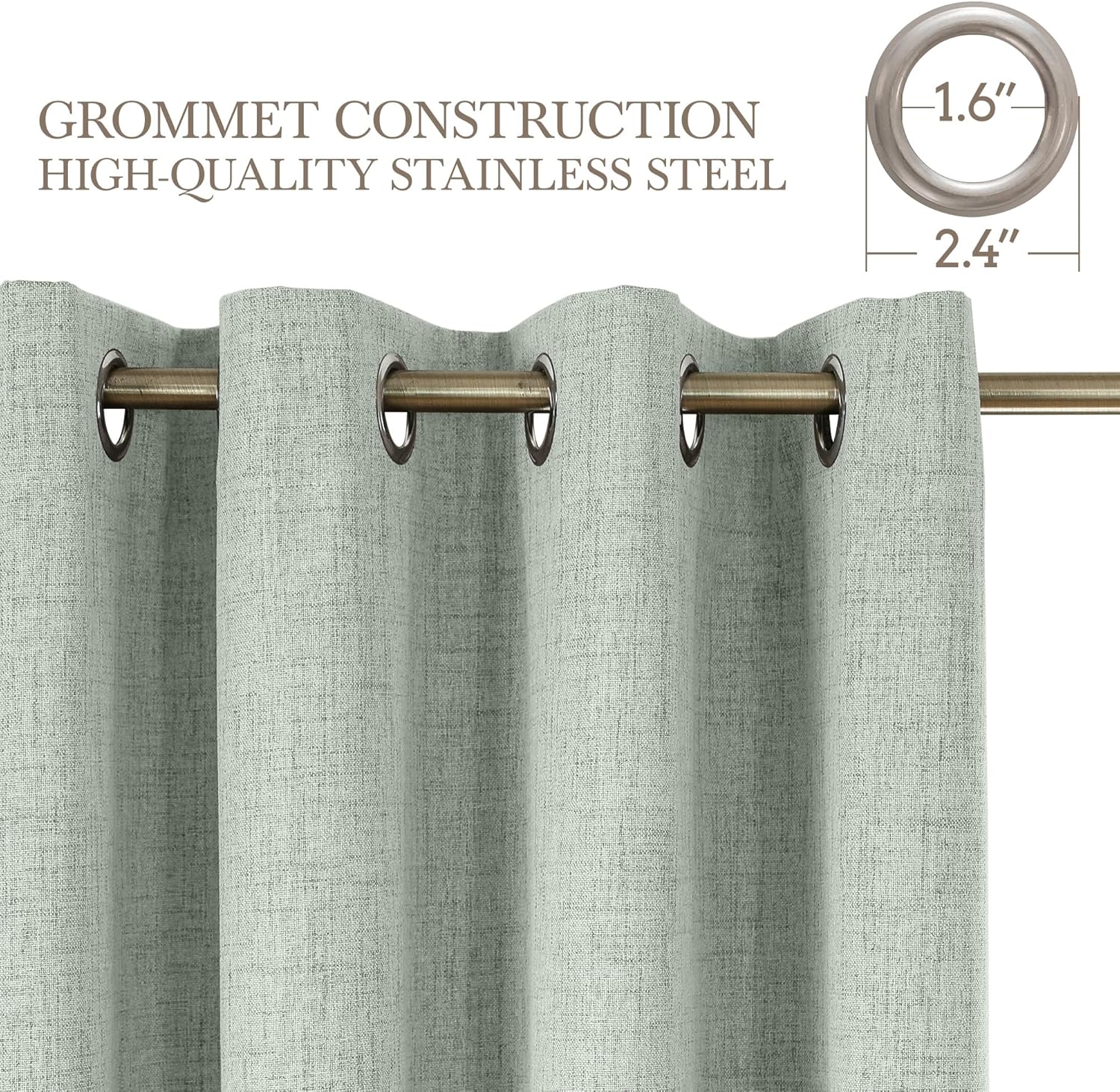 Thumbnail 1 de CUCRAF 100% Blackout Curtains in Greyish Green, 52x108 Inch (Two Panels) with Eyelet Fittings