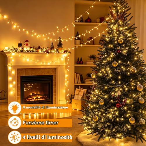 Detalle 2 de Hoteril Catena luminosa natalizia da esterno, 40 m, 370 LED, bianco caldo