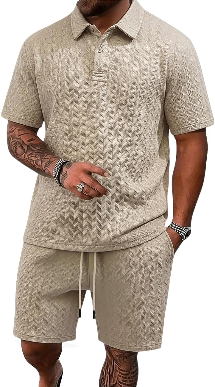 Thumbnail 6 de LINENNMAIN Men's 2-Piece Polo Shirt and Shorts Set: Casual Summer Tracksuit