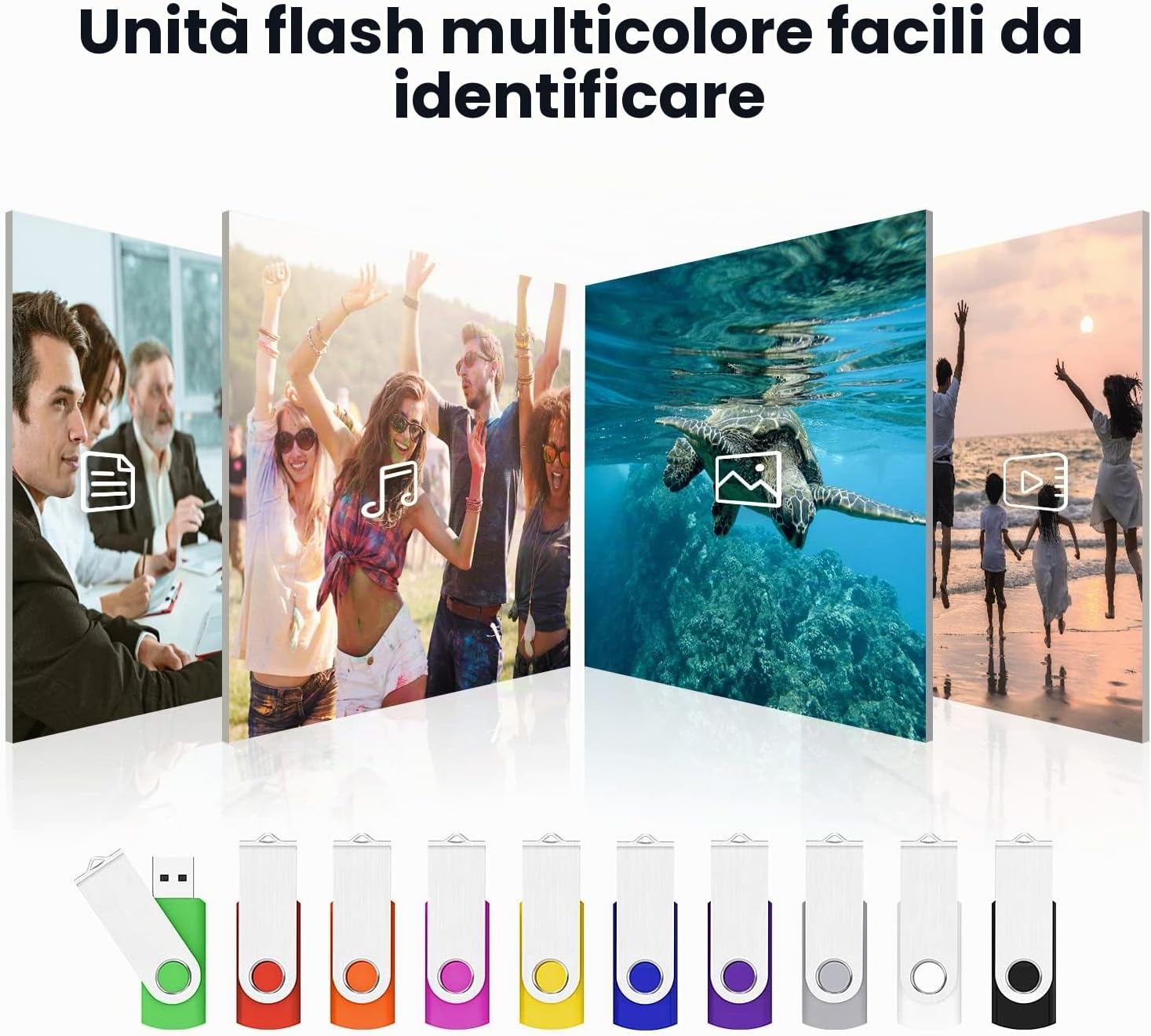 Detalle de KOOTION Chiavetta USB 10 pezzi 16GB USB 3.0 | Set compatto e robusto con cappuccio girevole in metallo