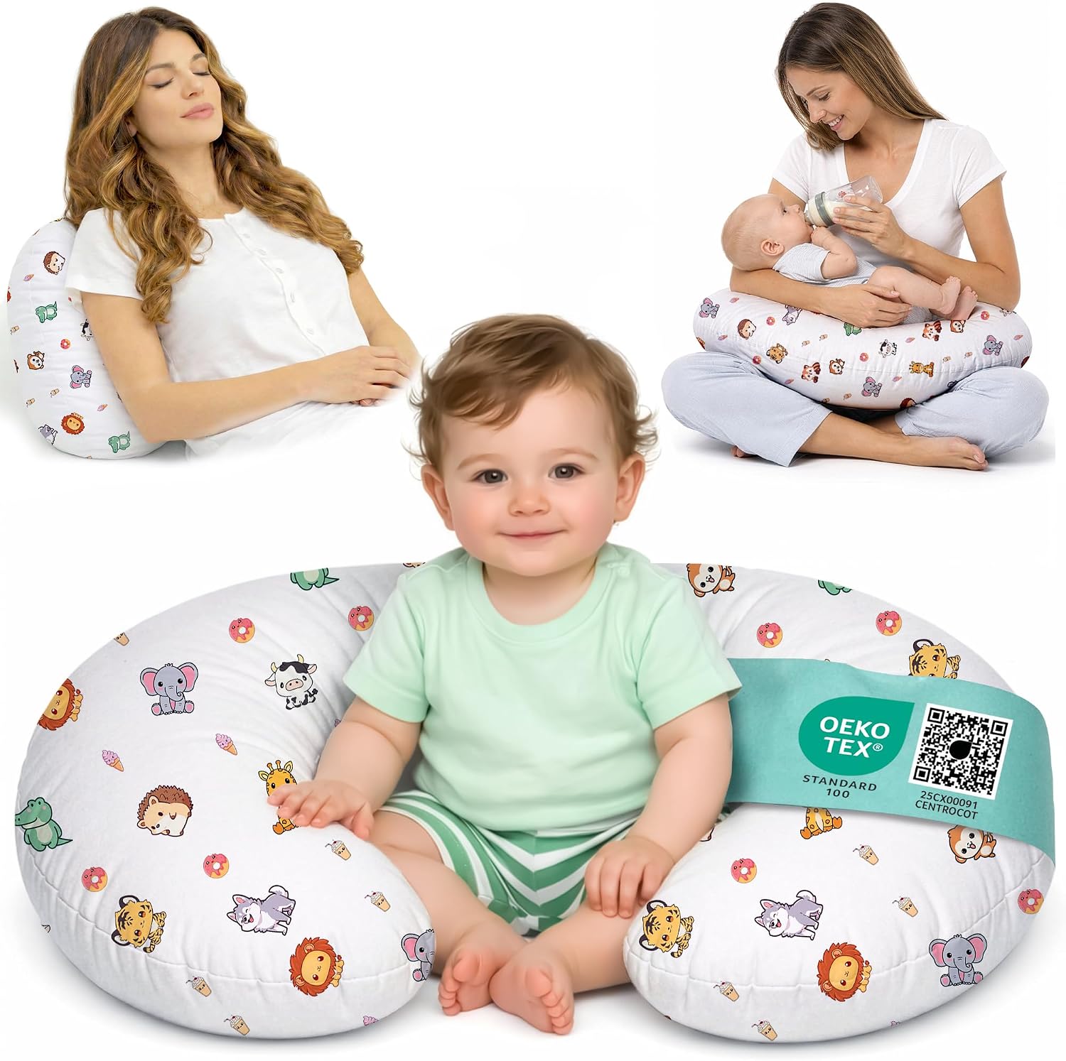 Cuscino allattamento e gravidanza ciambella in cotone 100%