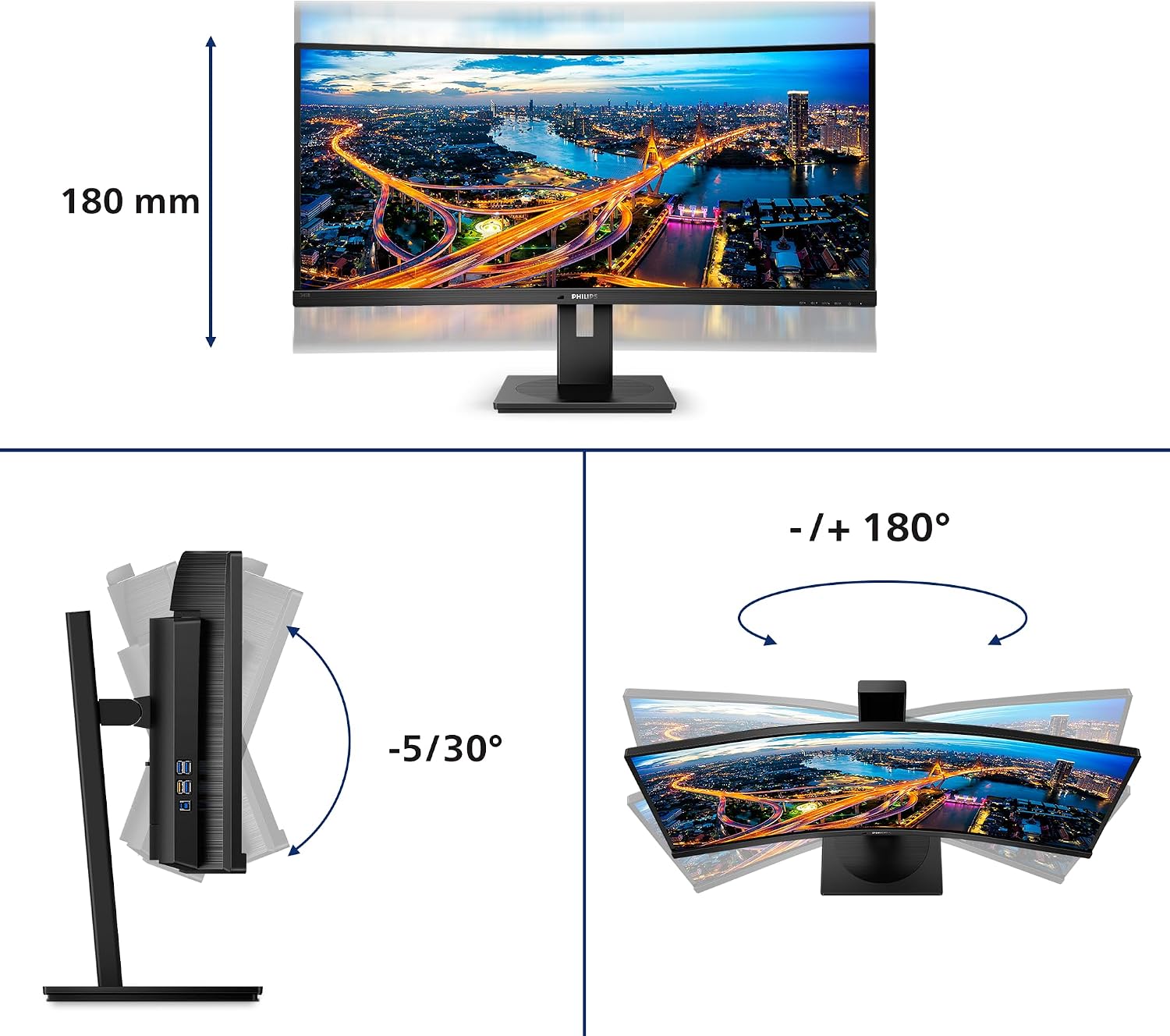 Thumbnail 4 de Philips 345B1C 34-Inch Curved WQHD Monitor: A Practical UltraWide for Everyday Business