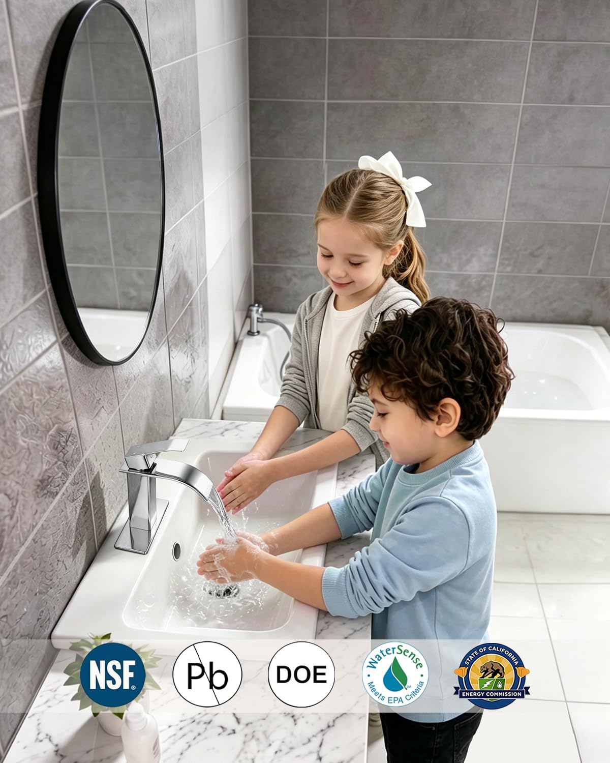 Detalle de Fransiton 7771 Waterfall Bathroom Sink Faucet, Chrome, Single Handle