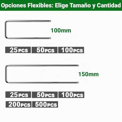 Thumbnail 7 de Amagabeli Garden & Home: Grapas de Sujeción galvanizadas 150 mm Ø 3 mm en forma de U
