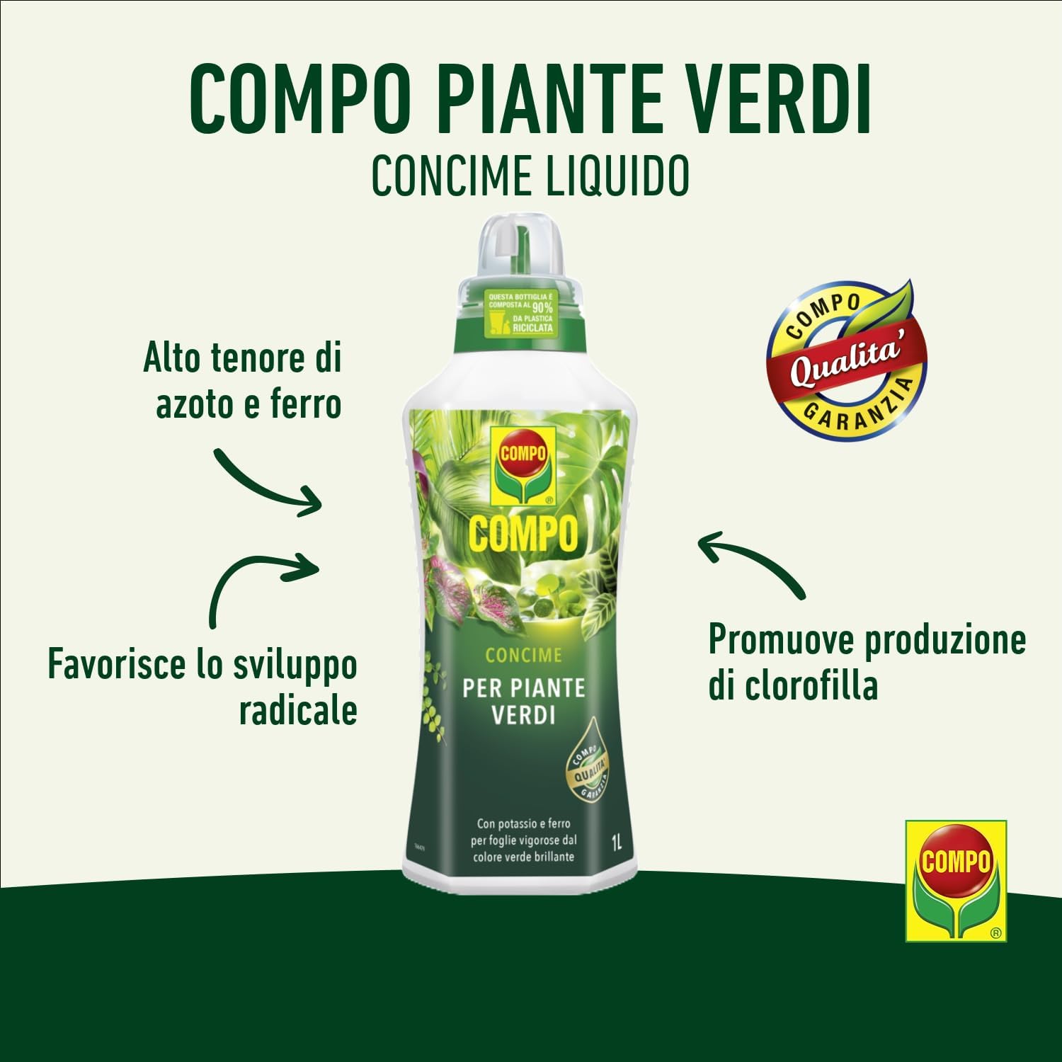 Detalle de COMPO Concime Liquido Per Piante Verdi 1L – nutrimento equilibrato per piante d'appartamento