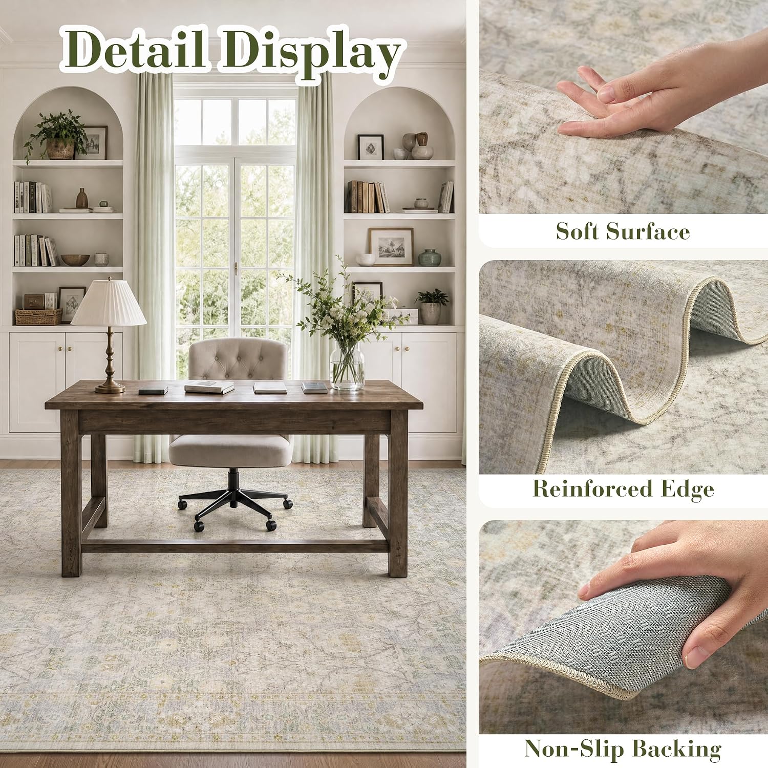 Detalle de Floral Area Rug 6x9 ft