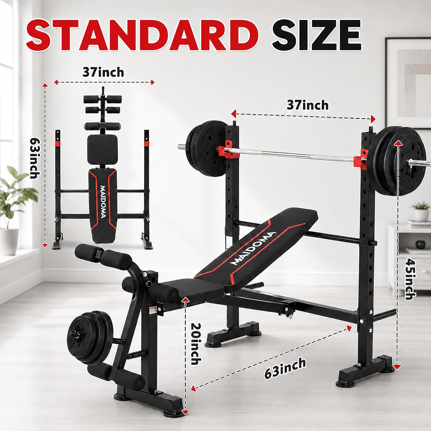 Thumbnail 5 de MAIDOMA 5786R Weight Bench Set with Squat Rack and Folding Leg Developer