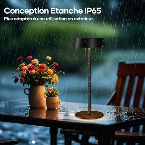 Detalle de Lampe de Table Solaire Extérieur Sans Fil Suright — Rechargeable, USB-C et solaire, IP65