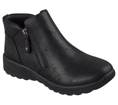 Detalle de Skechers LOVELY VIBE FALL IN BLOOM, botines planos negros veganos con cremallera