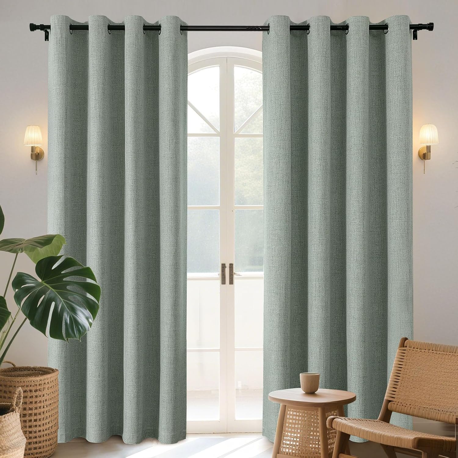 Thumbnail 6 de Joydeco 100% Blackout Linen Look Curtains, 66x84 Inches, 2 Panels with Grommets