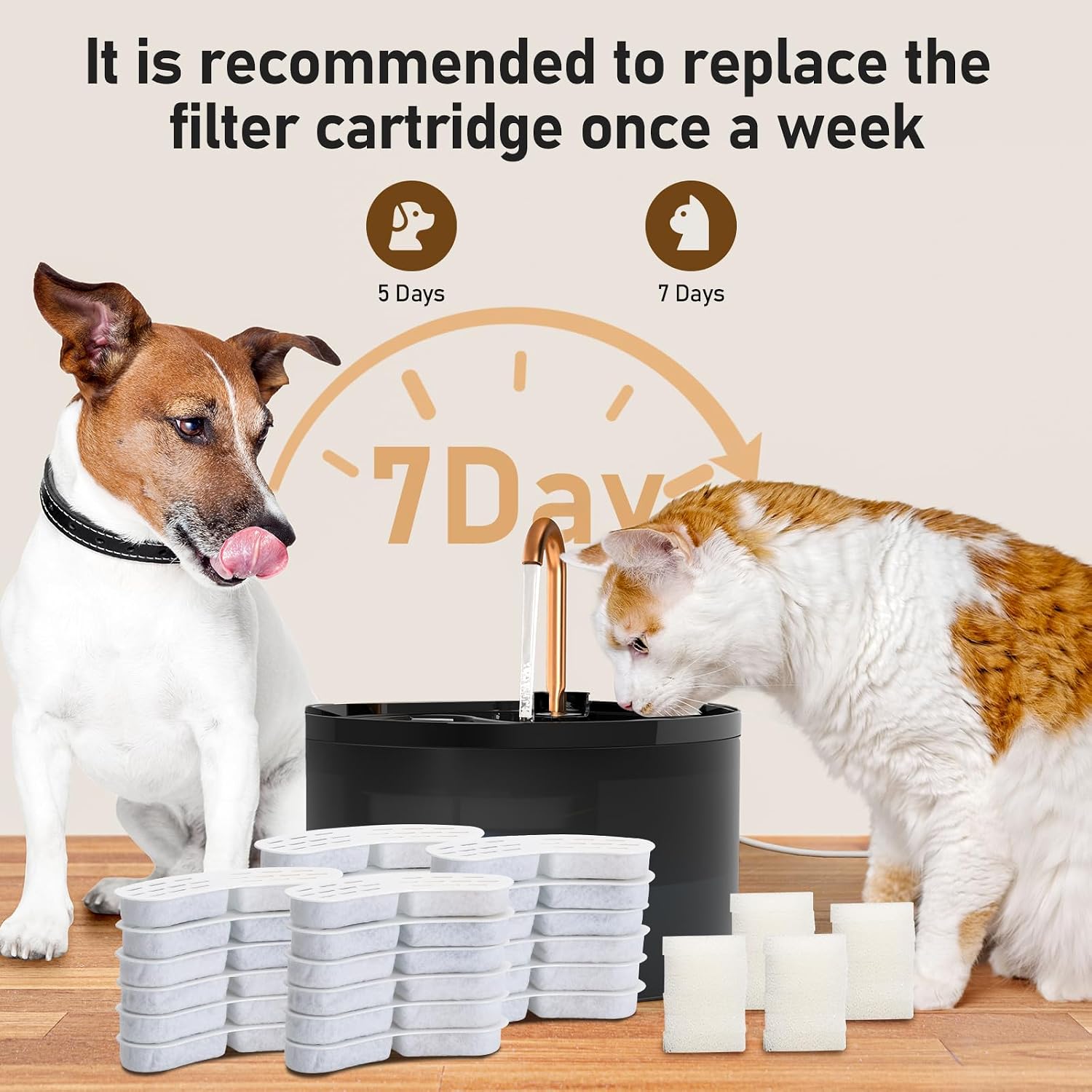 Thumbnail 5 de Cat Water Fountain Filter for DOOOB 2.1L – 24 Pack Replacement Filters & Sponges