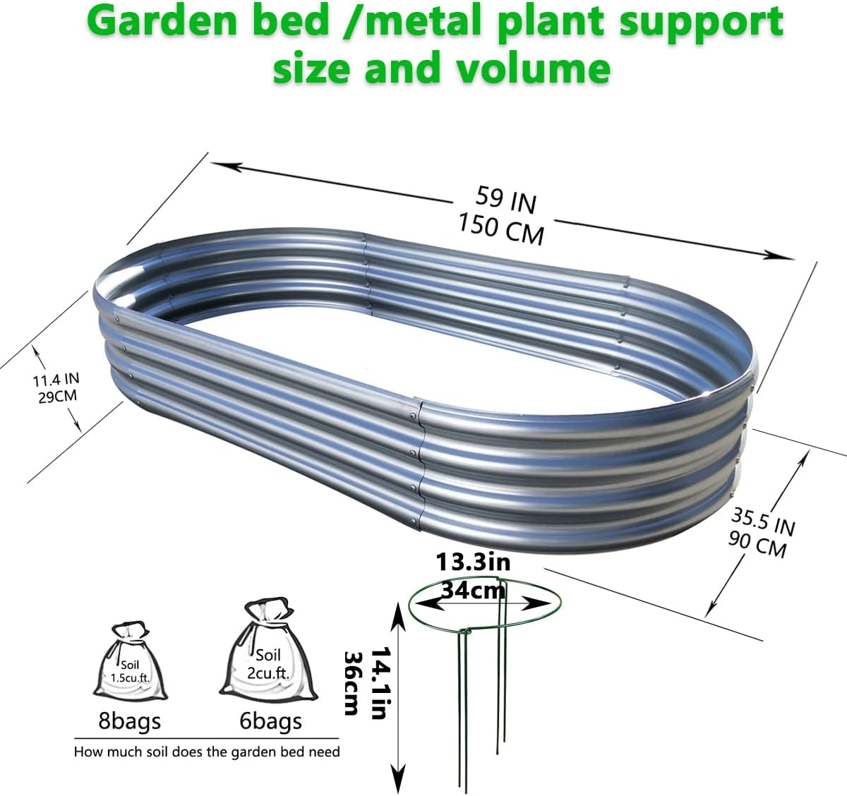 Detalle de COATTOA Raised Garden Bed, 5×3×1 ft