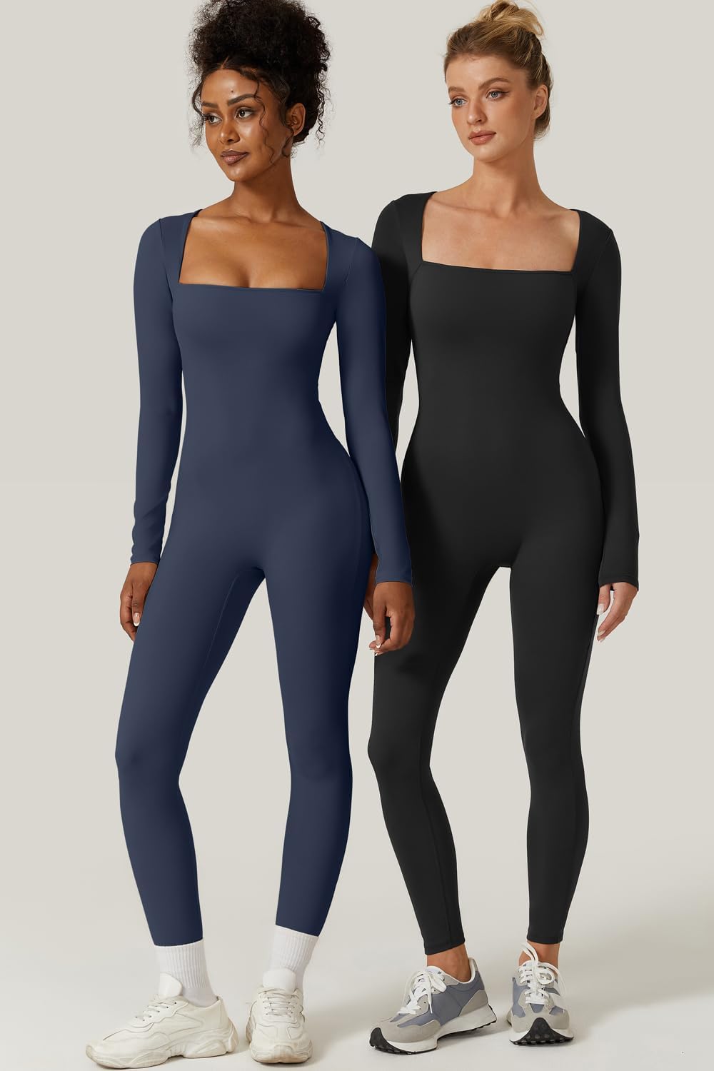 Thumbnail 5 de QINSEN Womens Square Neck Long Sleeve Jumpsuit