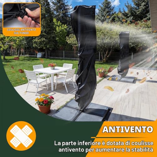 Thumbnail 3 de Enzeno Coperture per ombrelloni da giardino – Custodia impermeabile per ombrellone grande 3–4 m, nero