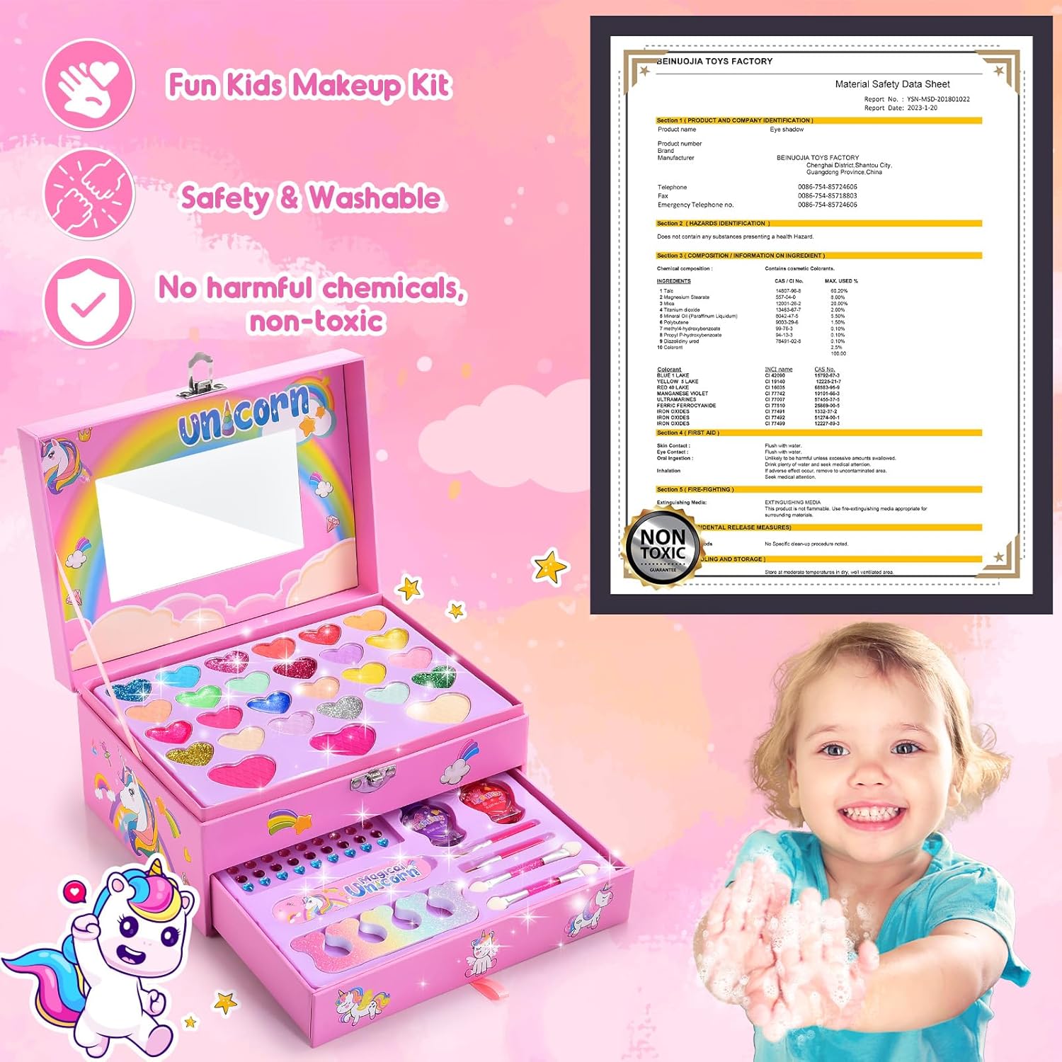 Detalle de Unicorno Trucchi Bambina 3–9 anni: kit trucco lavabile con astuccio unicorno