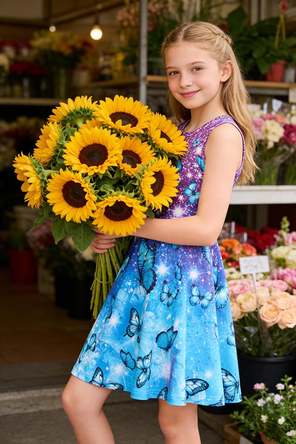 Thumbnail 1 de AIDEAONE Mädchenkleid Schmetterling A-Linie ärmelloses Sommerkleid (4–12 Jahre)